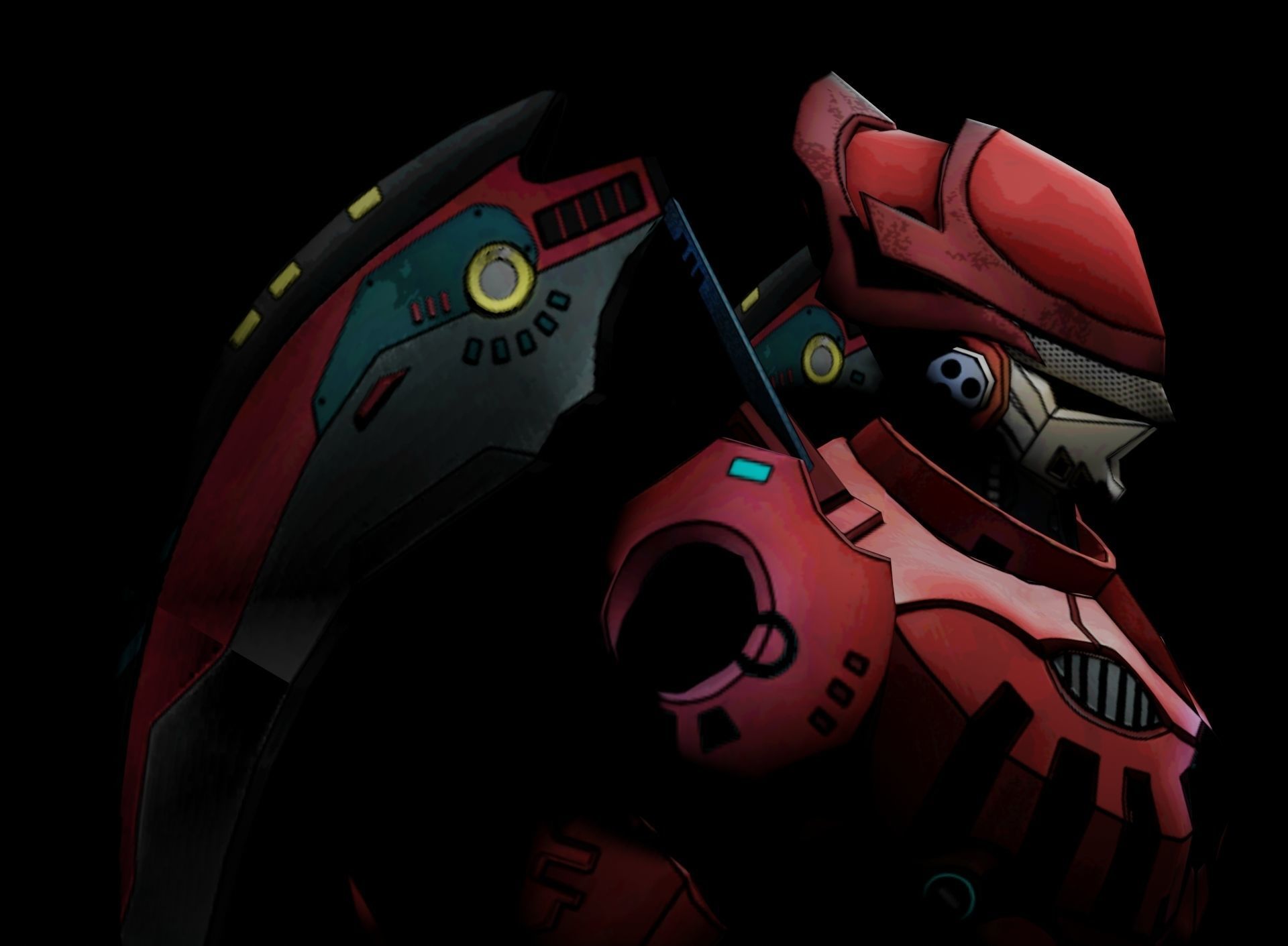 Cyberpunk halo armor Low-poly 3D model_1