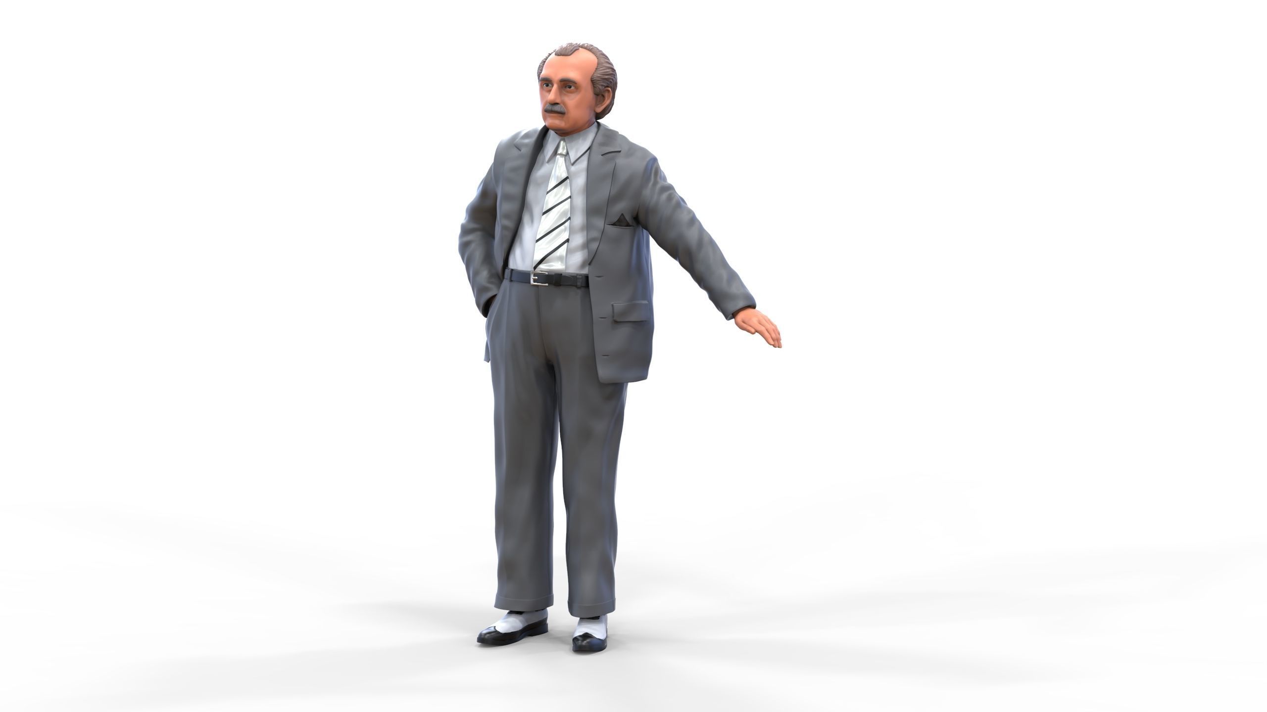 Ferdinand Porsche leaning on the car 3D print model_5