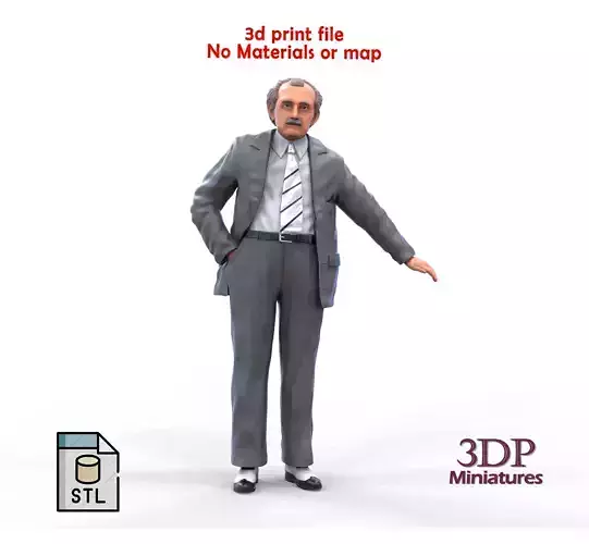 Ferdinand Porsche leaning on the car 3D print model