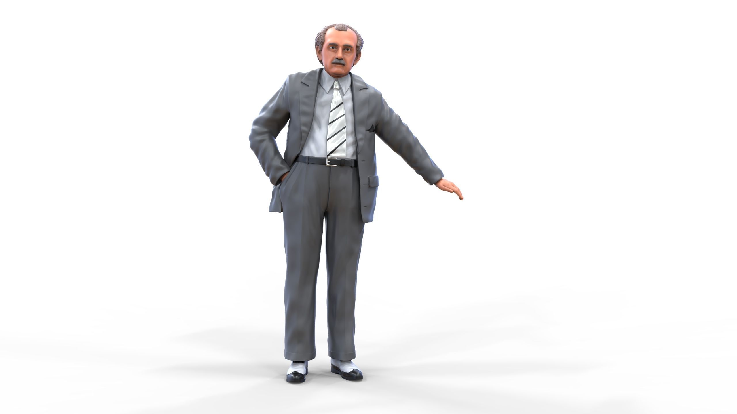 Ferdinand Porsche leaning on the car 3D print model_3