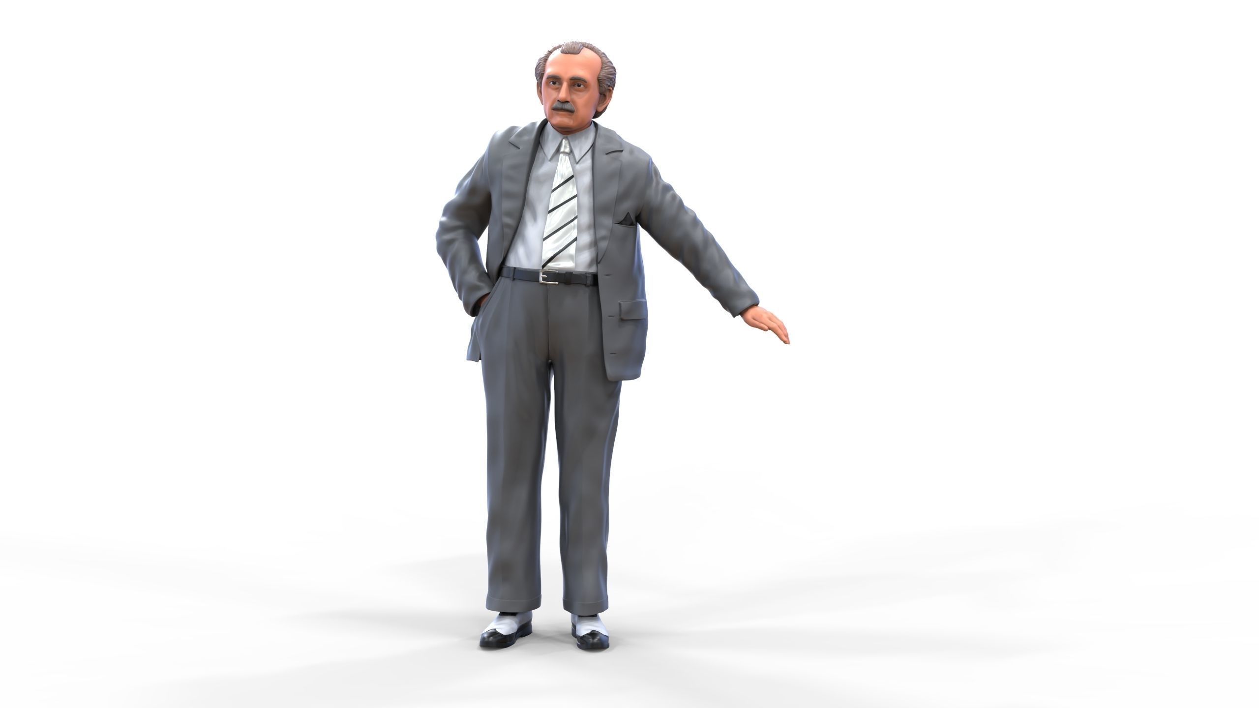 Ferdinand Porsche leaning on the car 3D print model_4