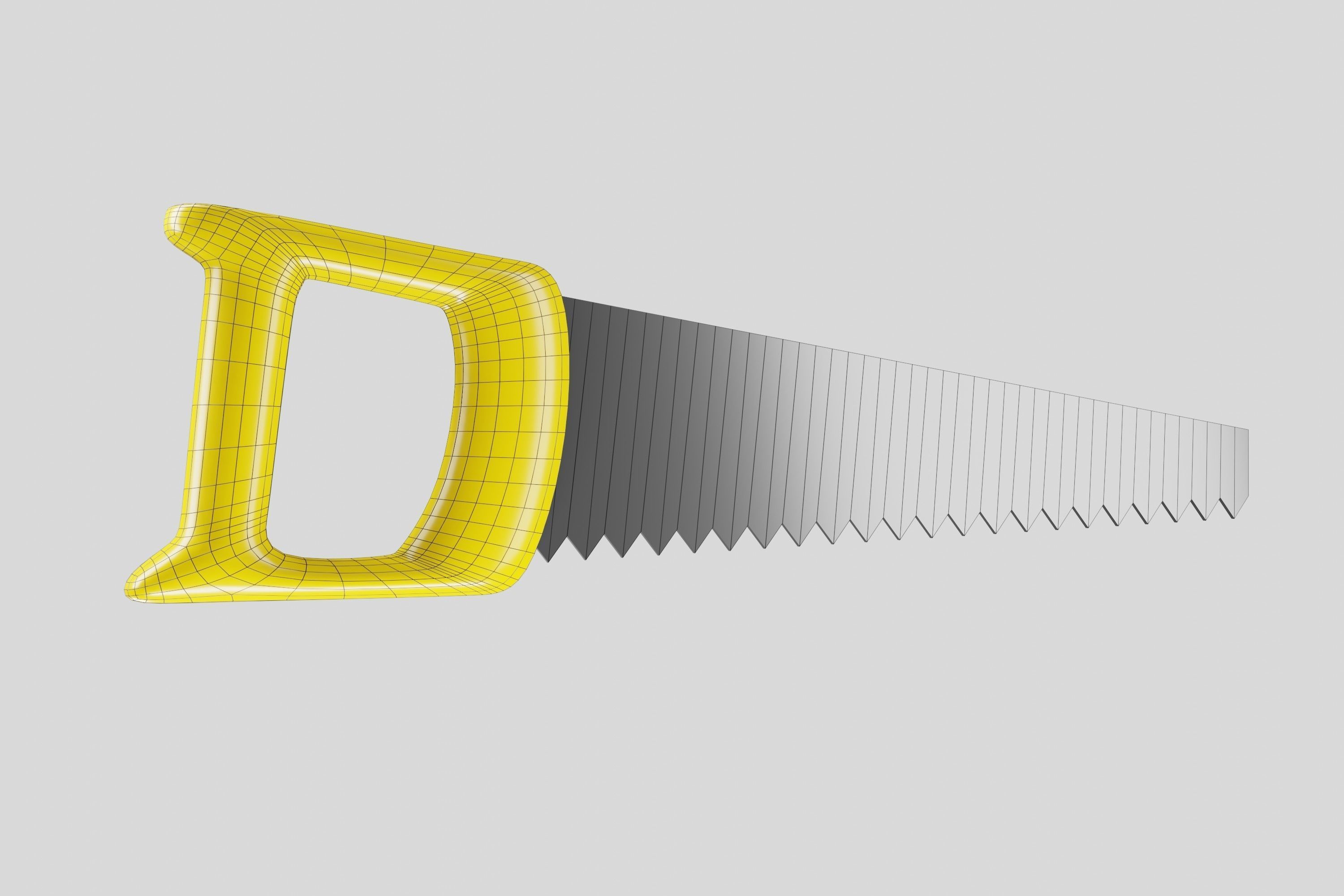 Yellow hand saw tool 3D model_5