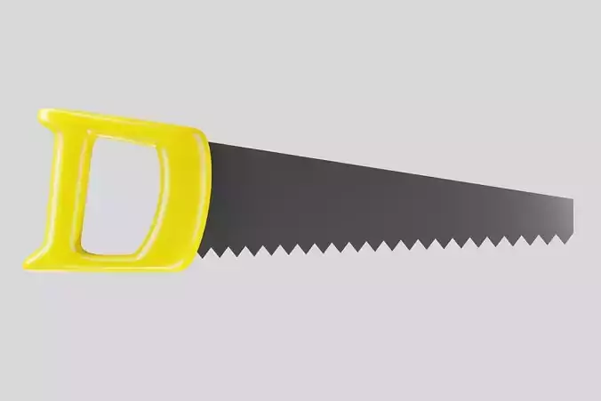 Yellow hand saw tool 3D model