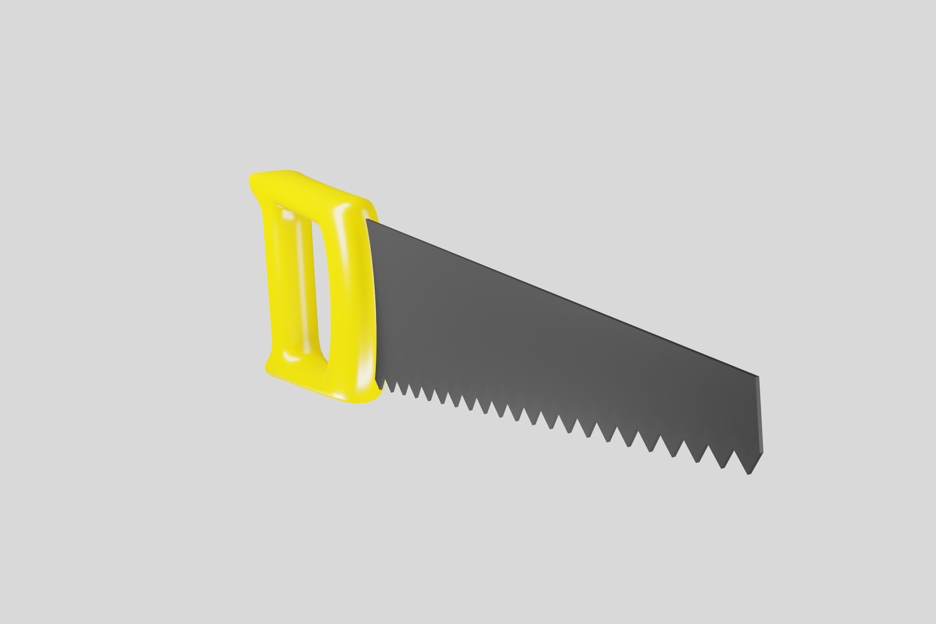 Yellow hand saw tool 3D model_1