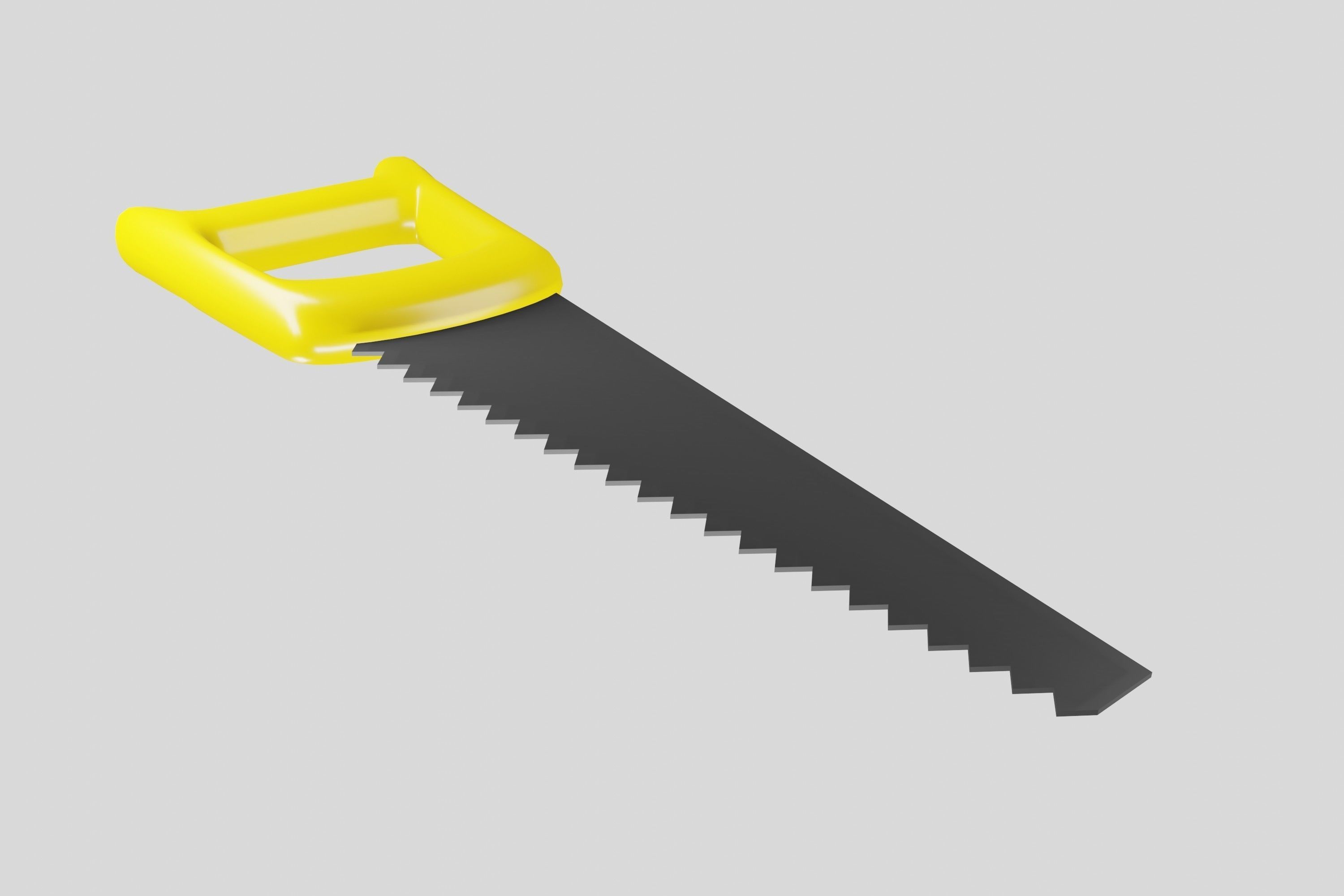 Yellow hand saw tool 3D model_3