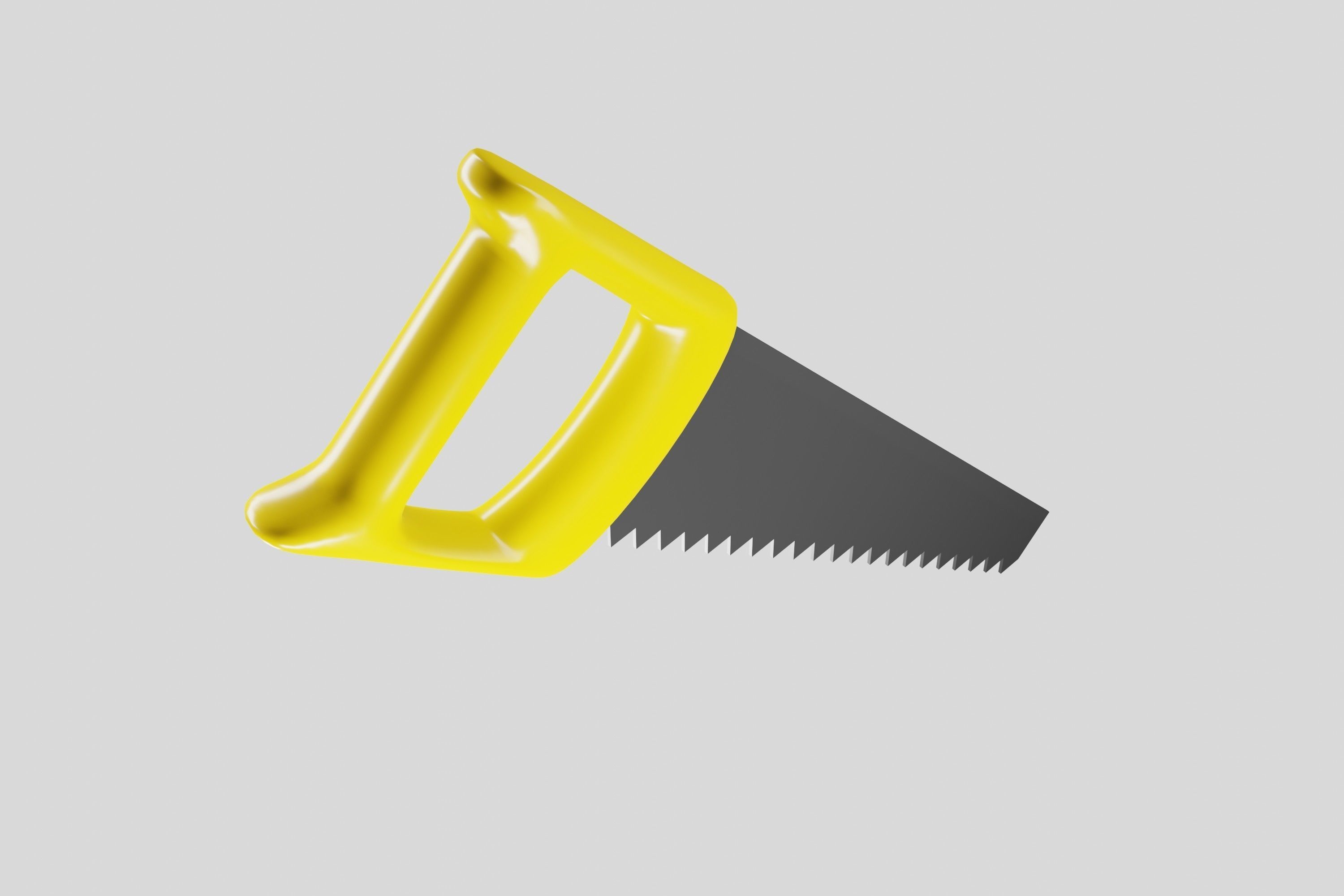 Yellow hand saw tool 3D model_2