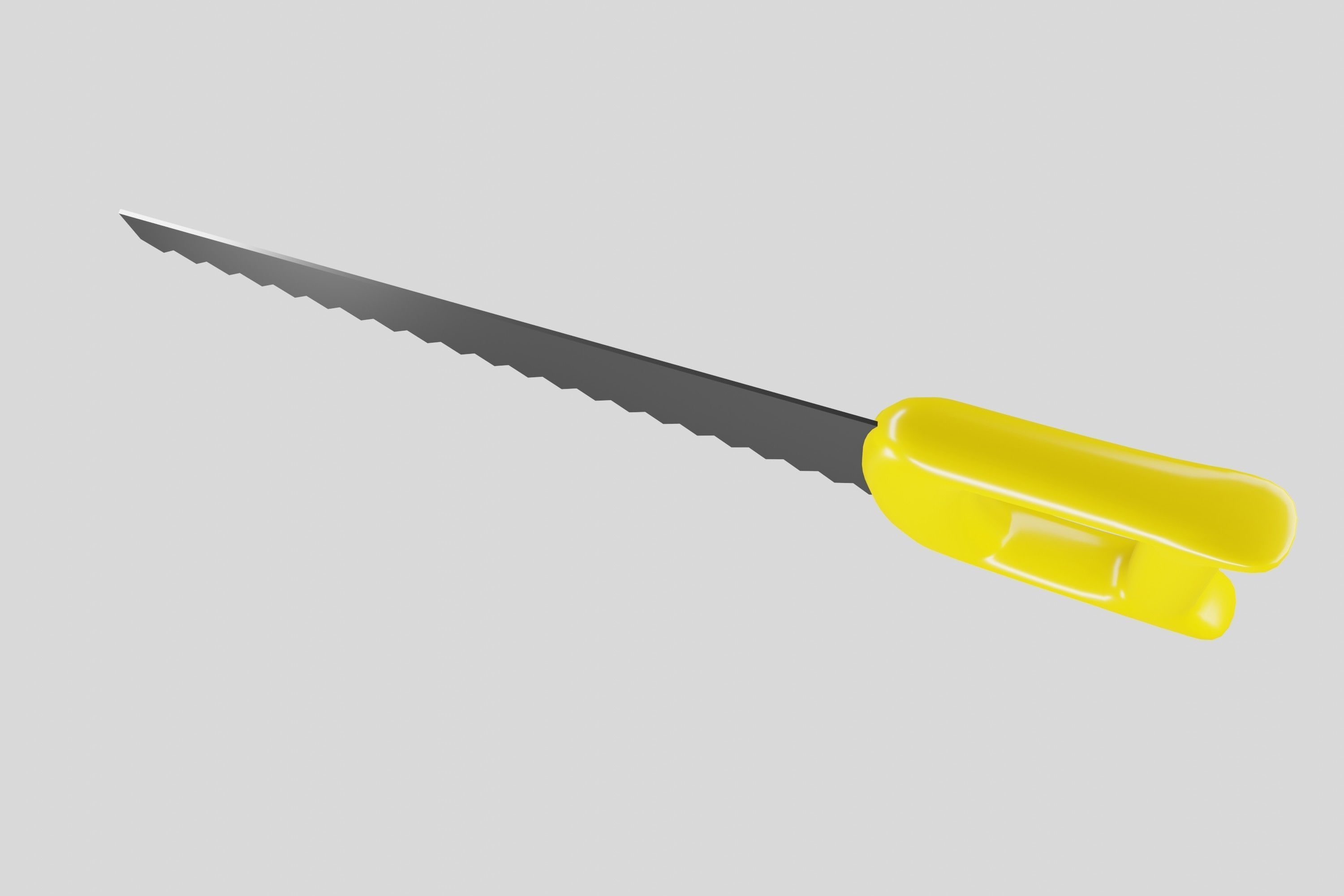 Yellow hand saw tool 3D model_4