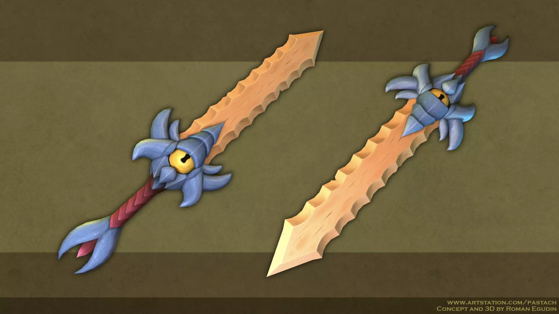 Hand-painted Sea Sword Low-poly 3D model