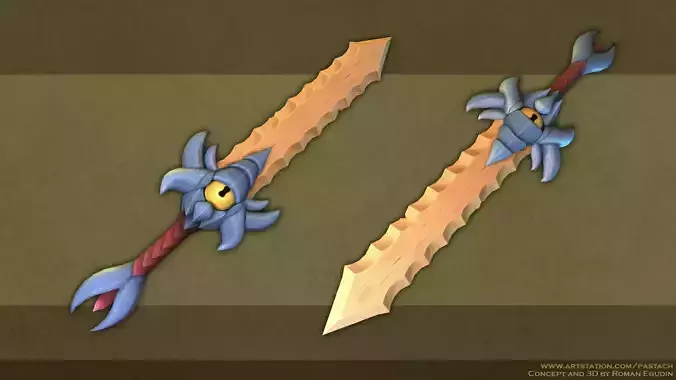 Hand-painted Sea Sword Low-poly 3D model