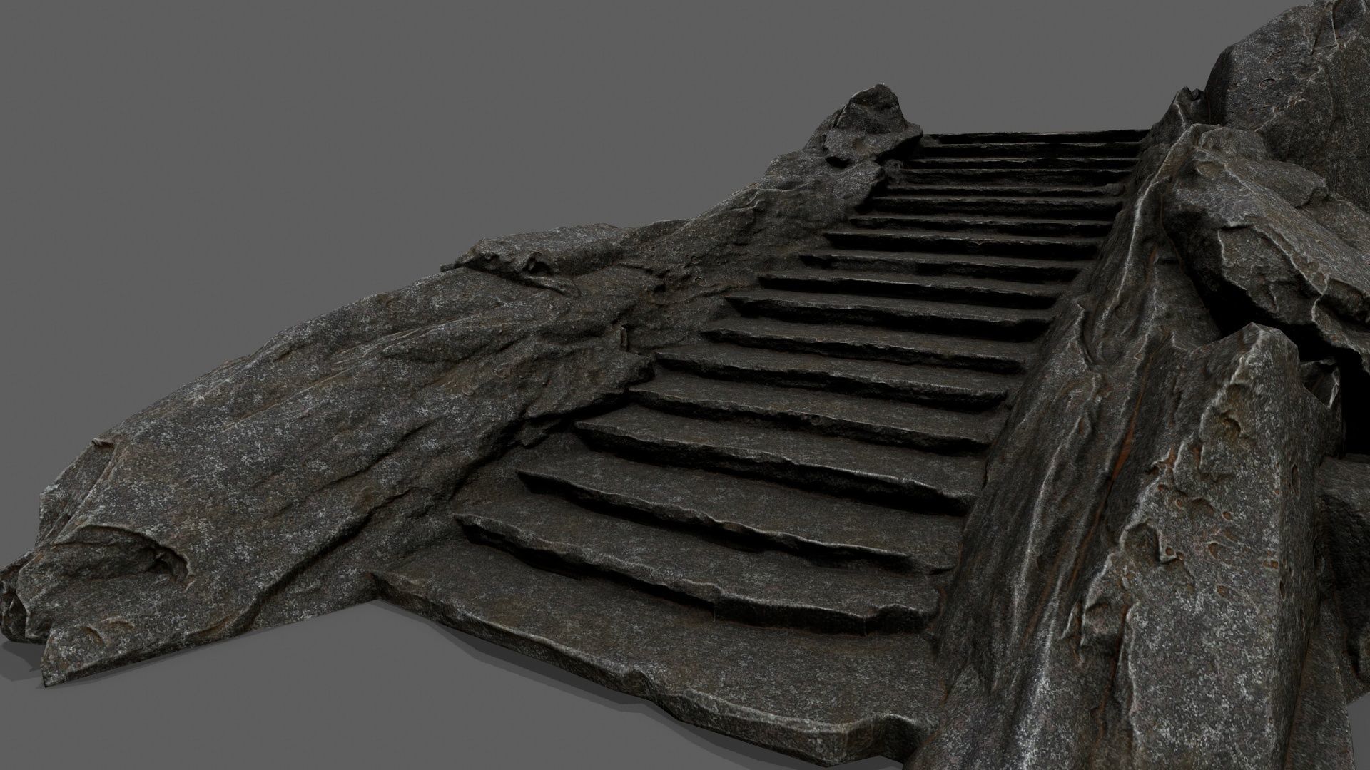 Stairs set of made out of rocks Low-poly 3D model_9