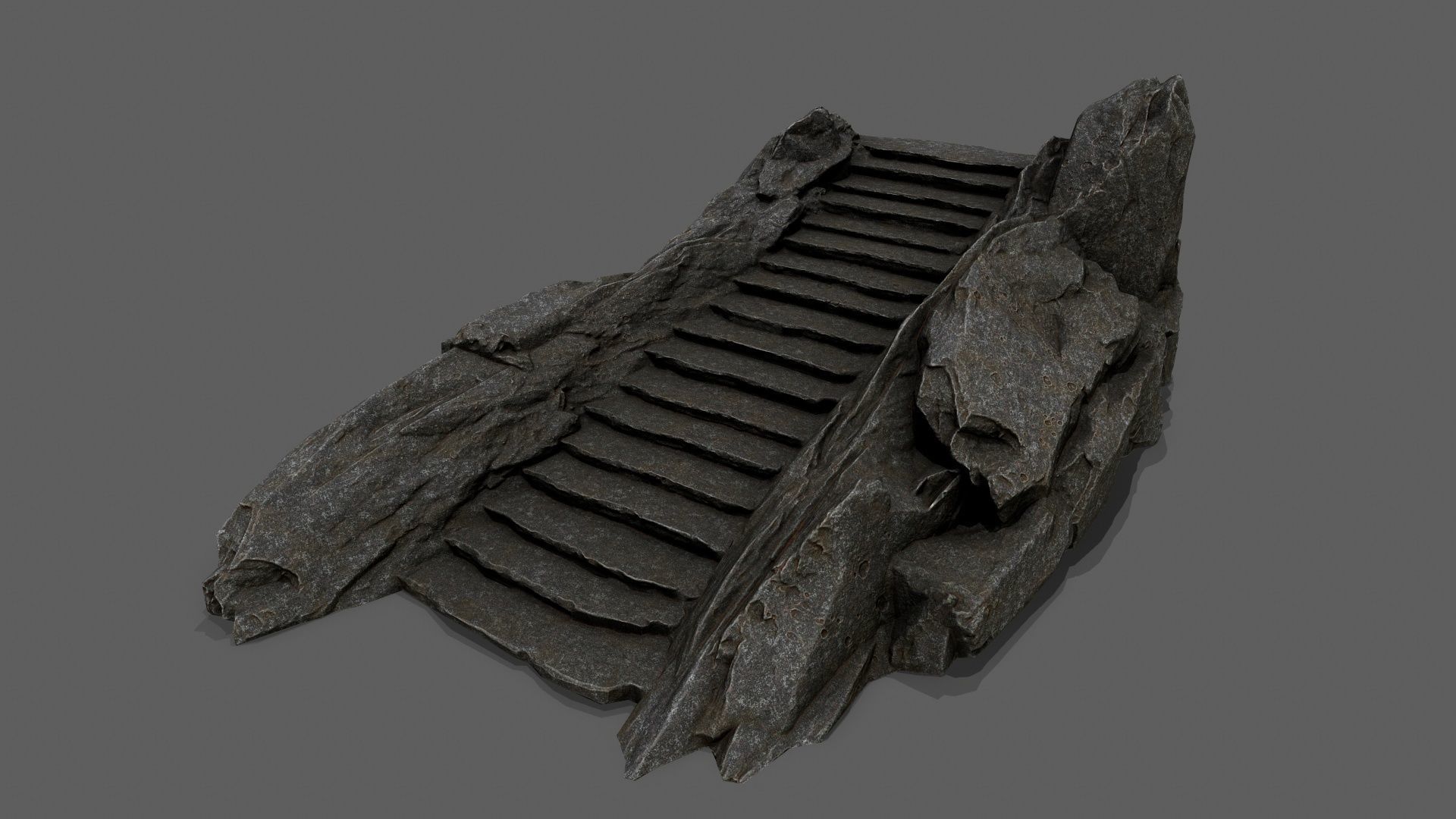 Stairs set of made out of rocks Low-poly 3D model_1