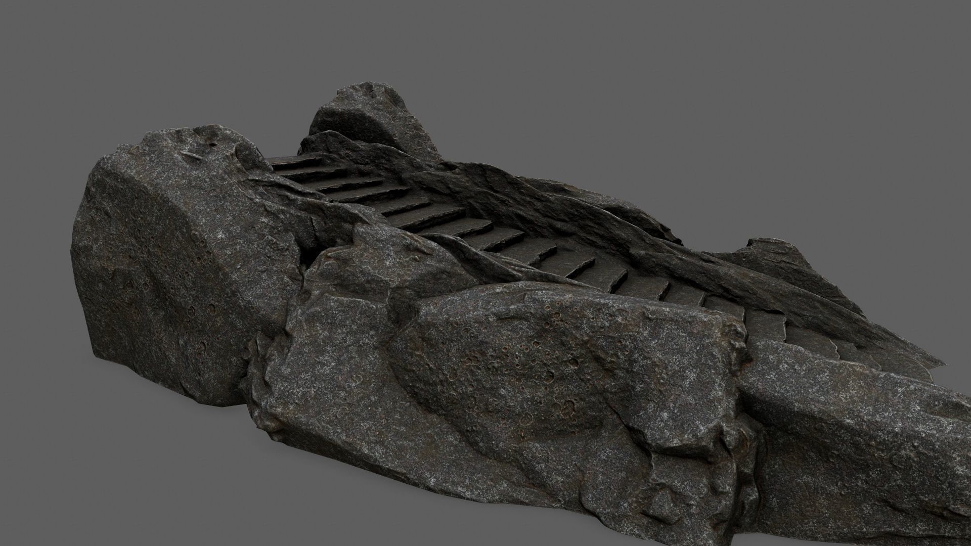 Stairs set of made out of rocks Low-poly 3D model_13