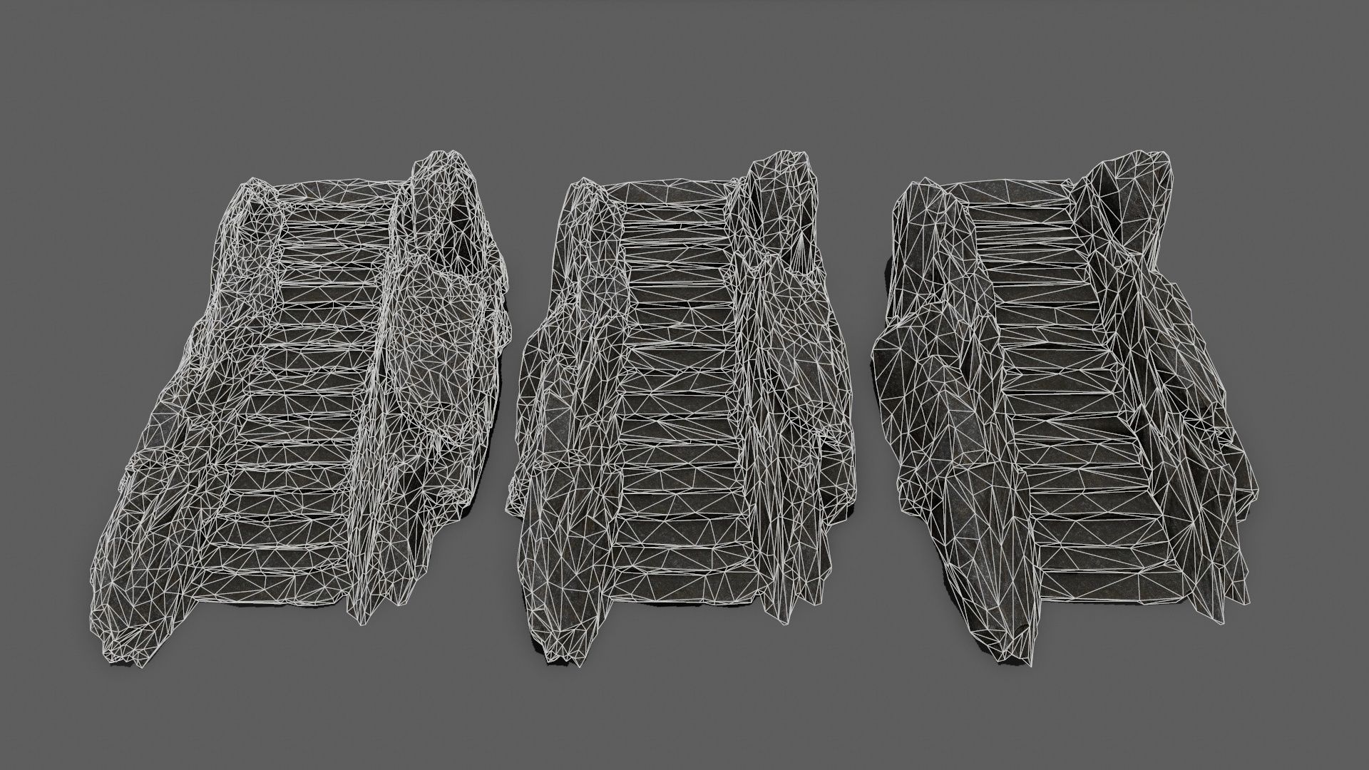 Stairs set of made out of rocks Low-poly 3D model_16