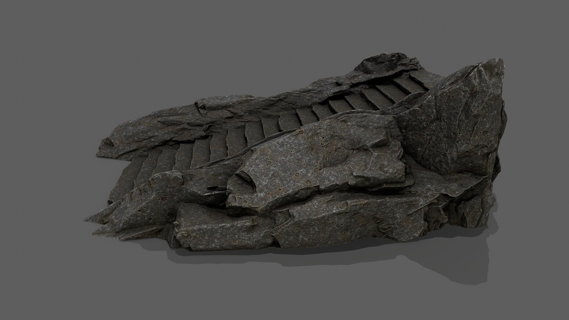 Stairs set of made out of rocks Low-poly 3D model_2