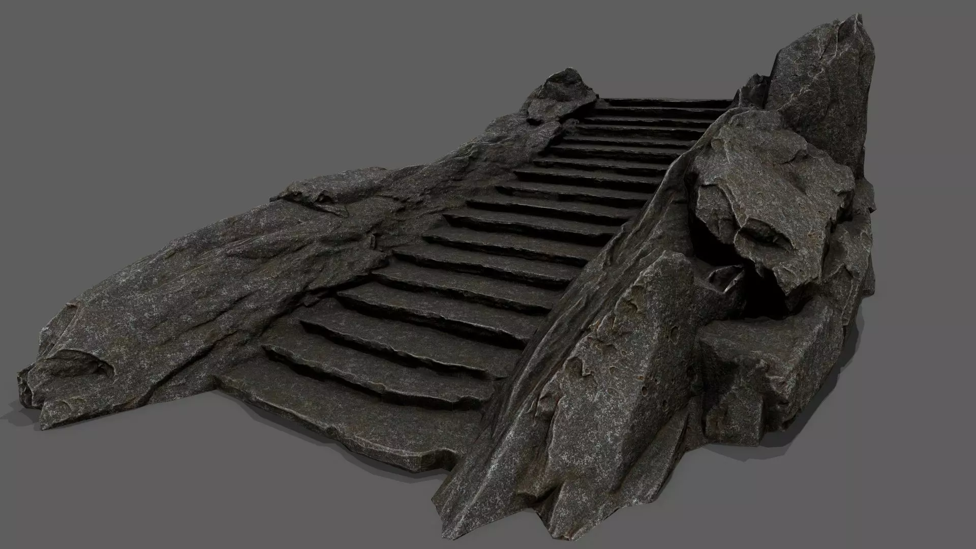 Stairs set of made out of rocks Low-poly 3D model_0