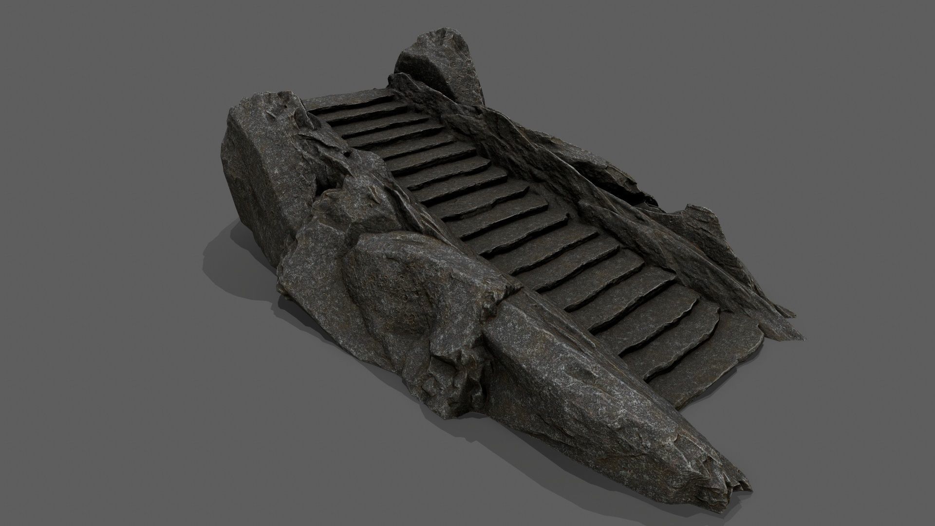 Stairs set of made out of rocks Low-poly 3D model_7