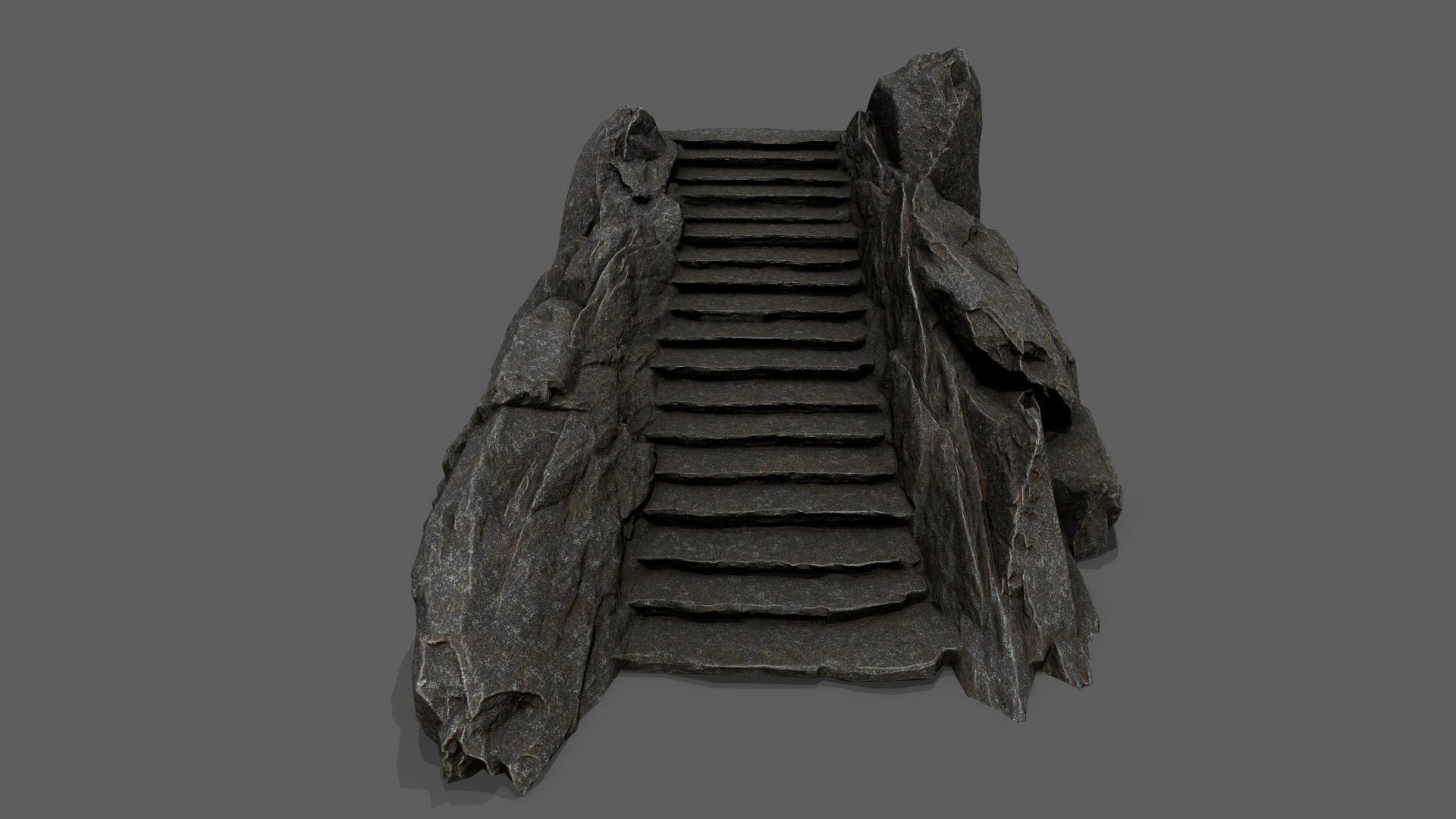 Stairs set of made out of rocks Low-poly 3D model_8