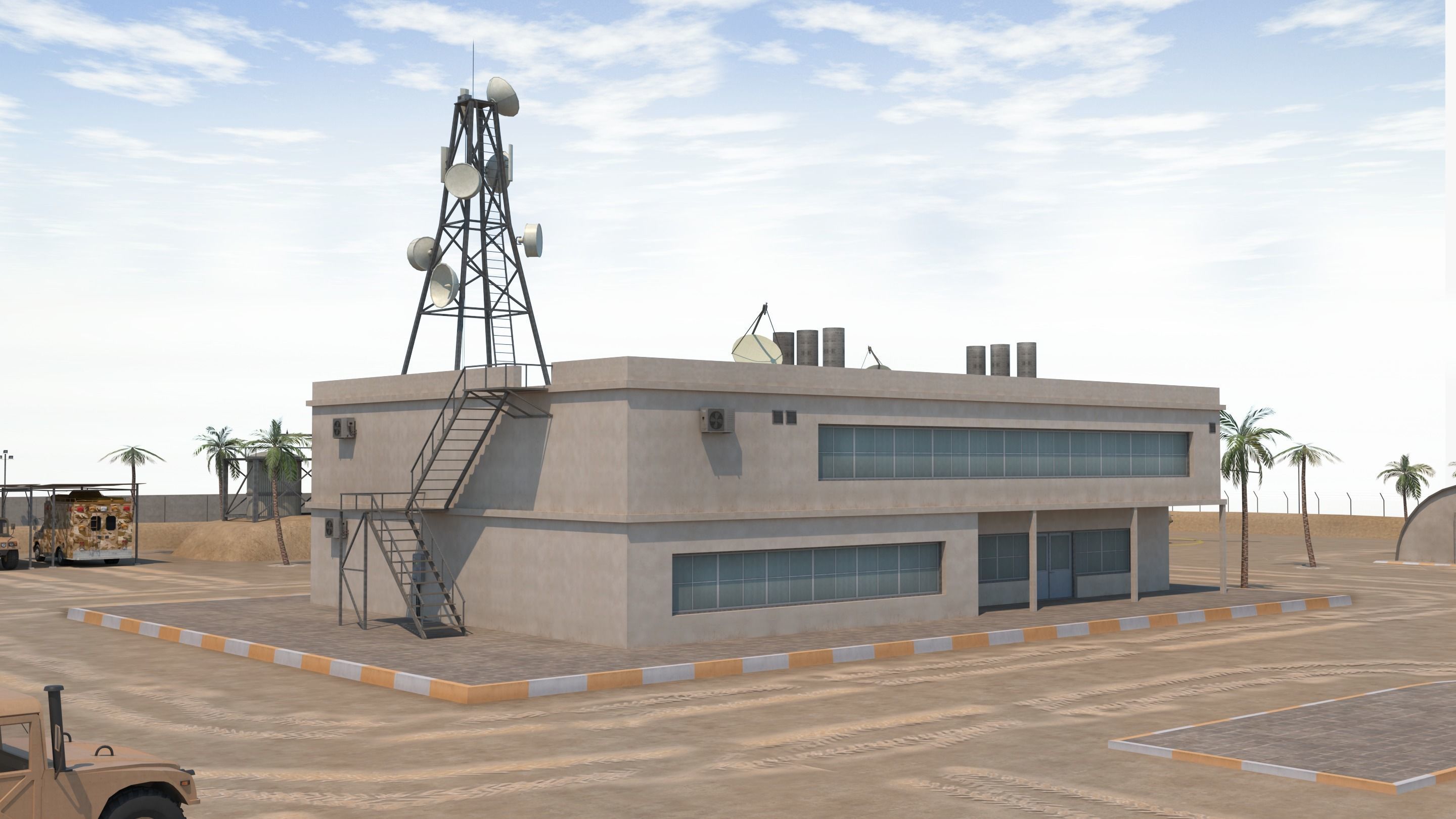Military Base - Scene Low-poly 3D model_14