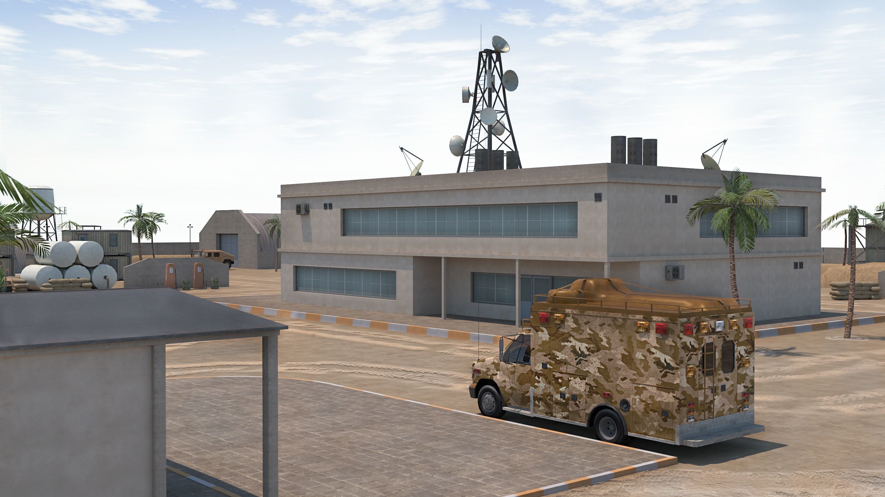Military Base - Scene Low-poly 3D model_6