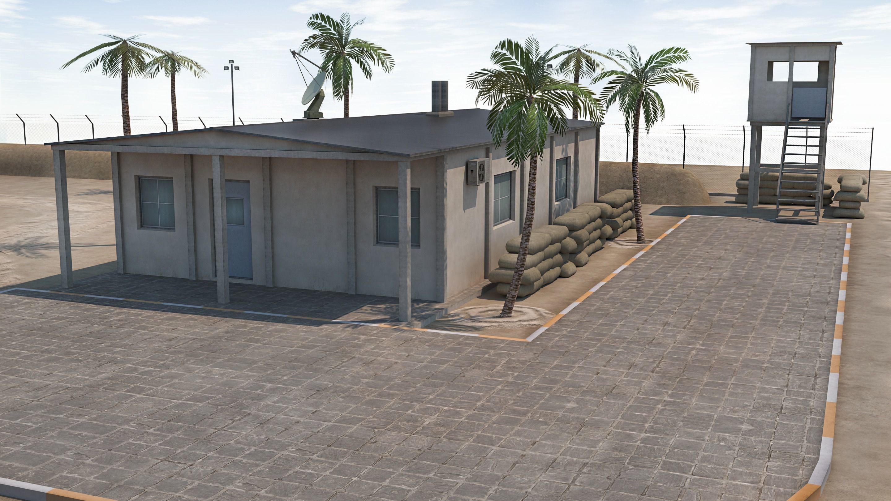Military Base - Scene Low-poly 3D model_16