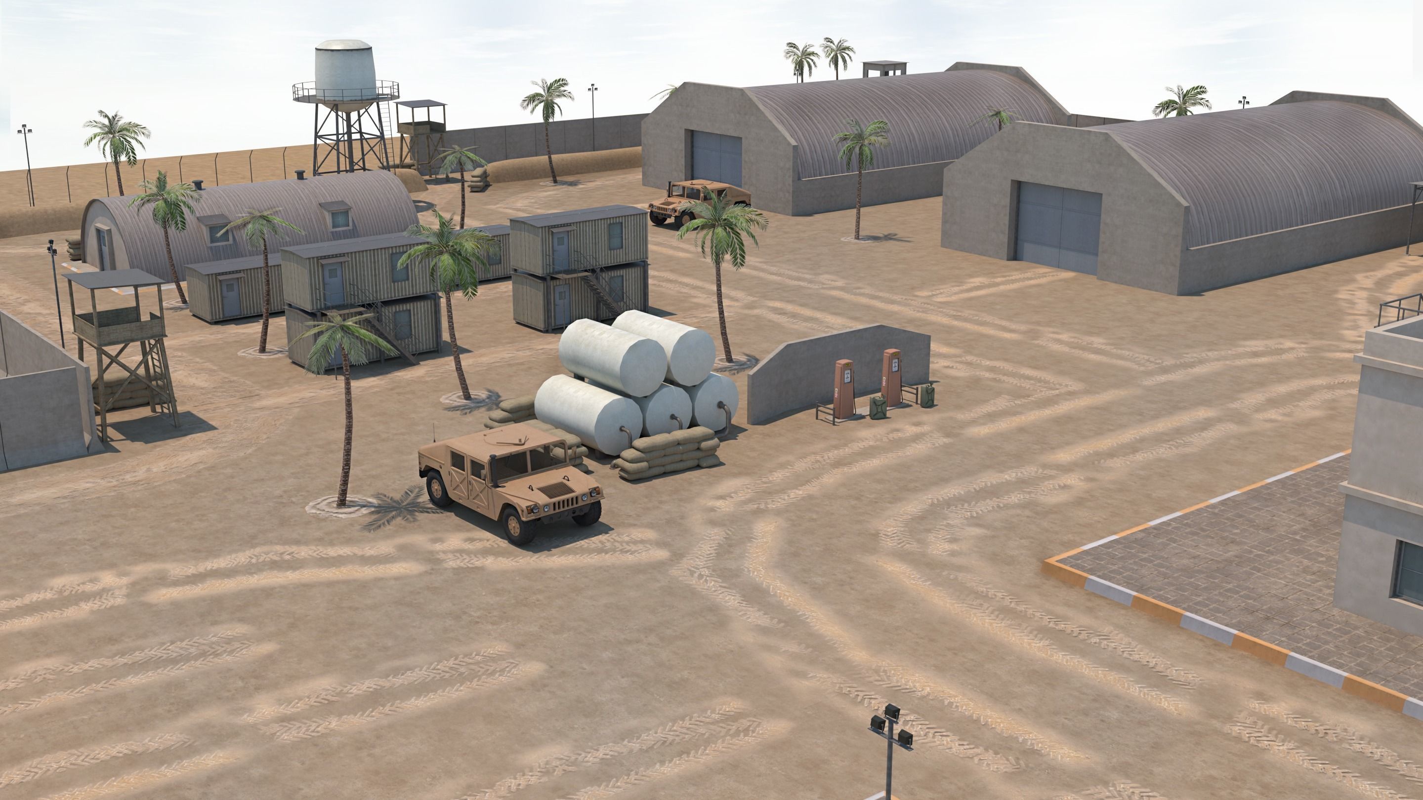 Military Base - Scene Low-poly 3D model_8