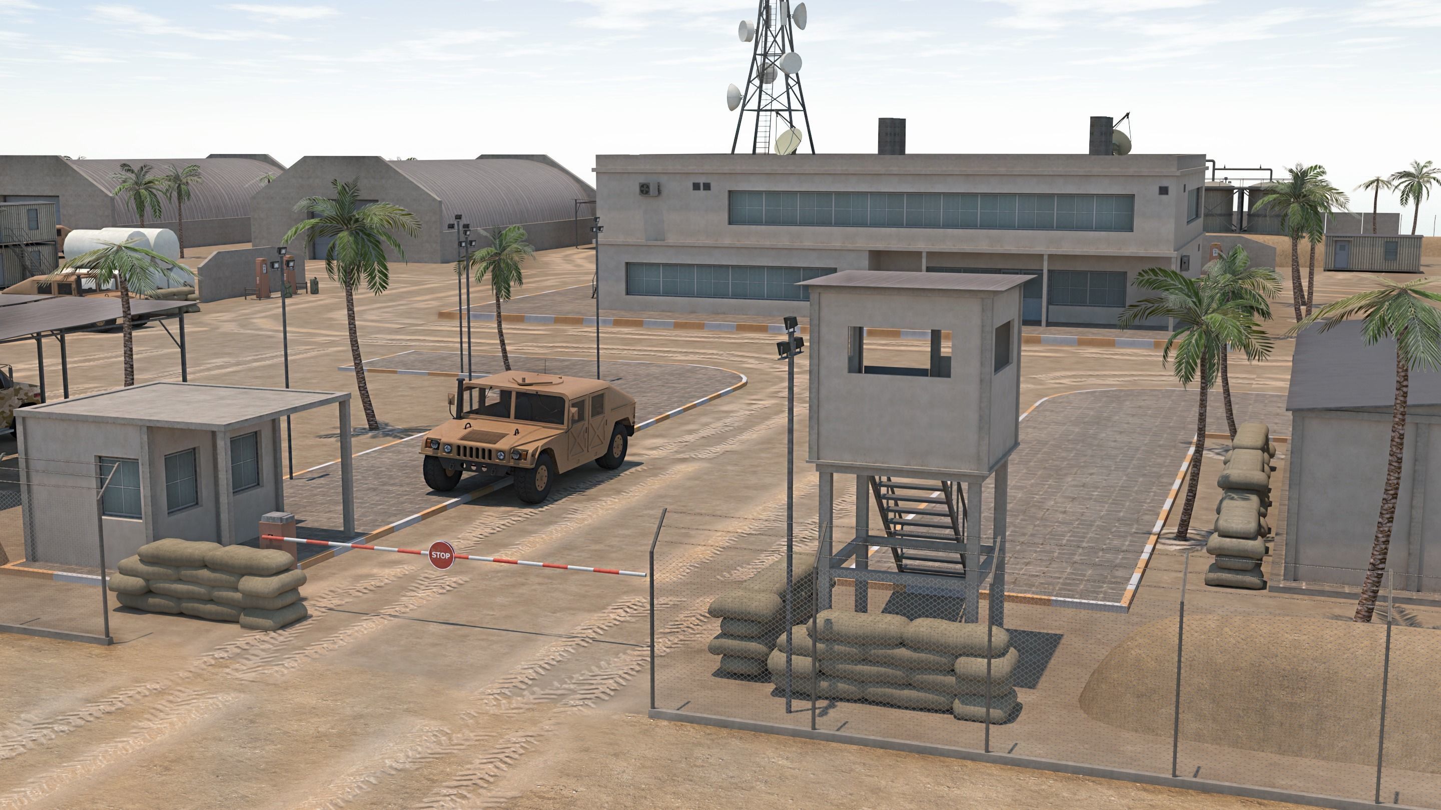 Military Base - Scene Low-poly 3D model_4