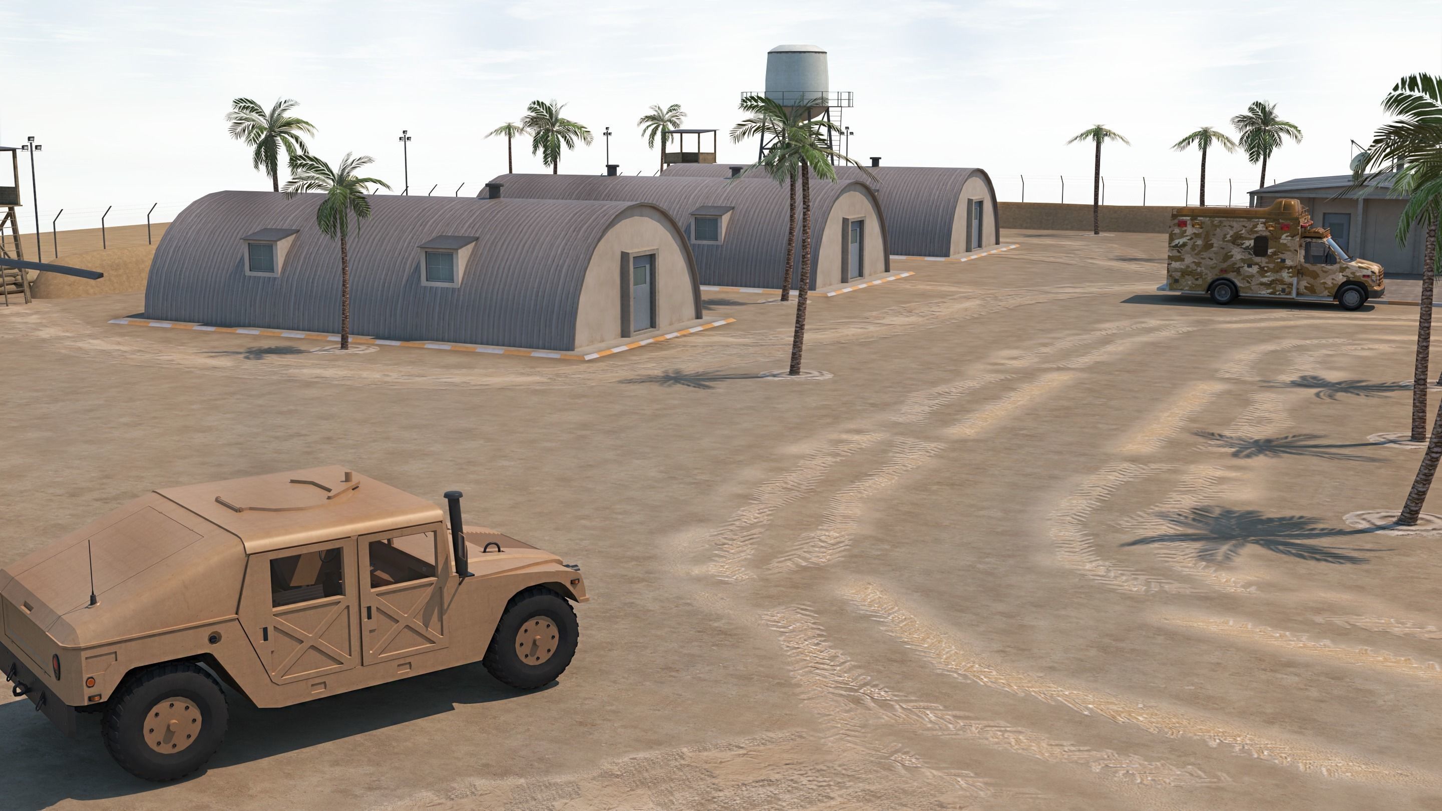 Military Base - Scene Low-poly 3D model_12