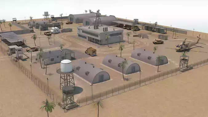 Military Base - Scene Low-poly 3D model