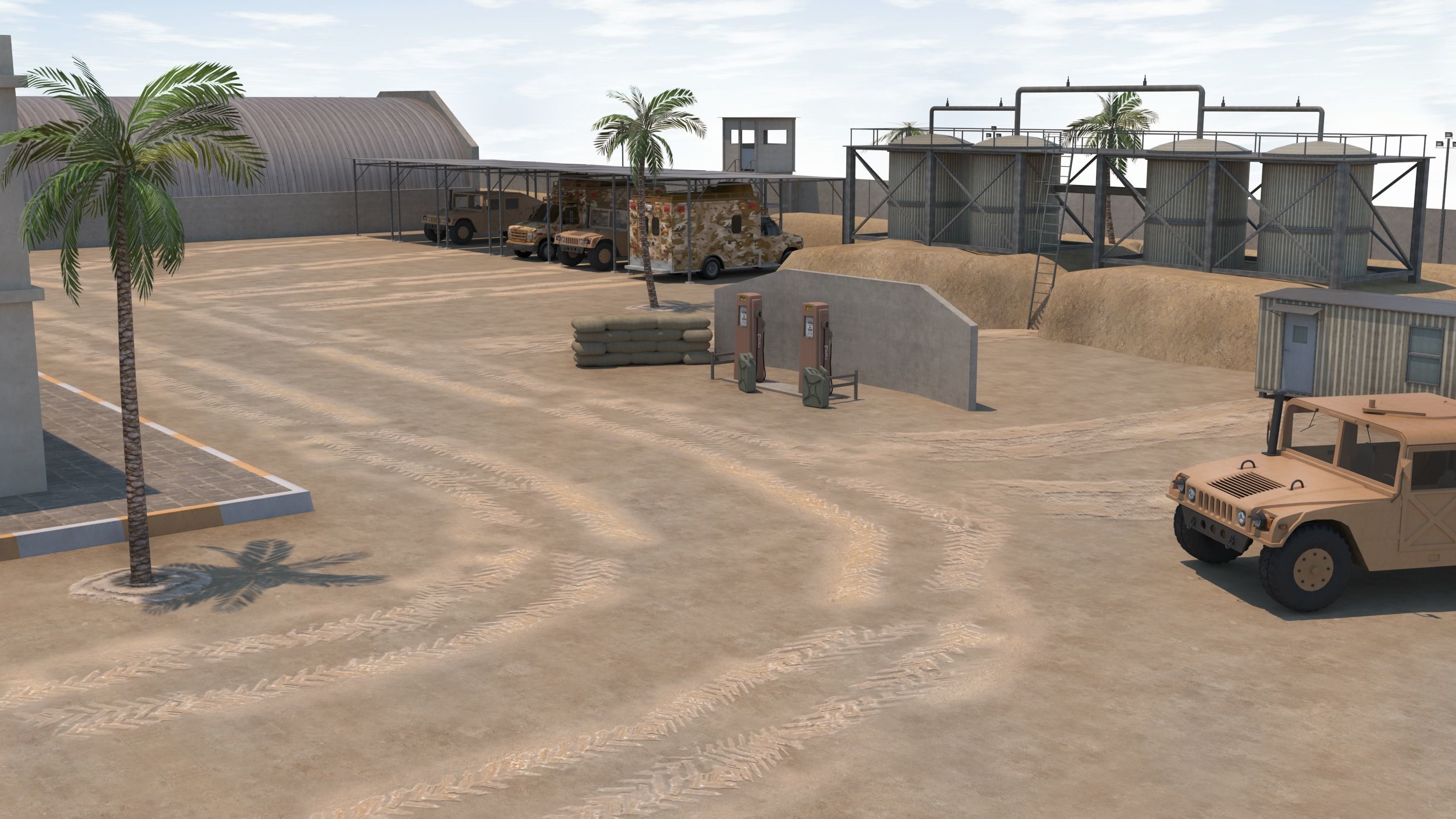 Military Base - Scene Low-poly 3D model_10
