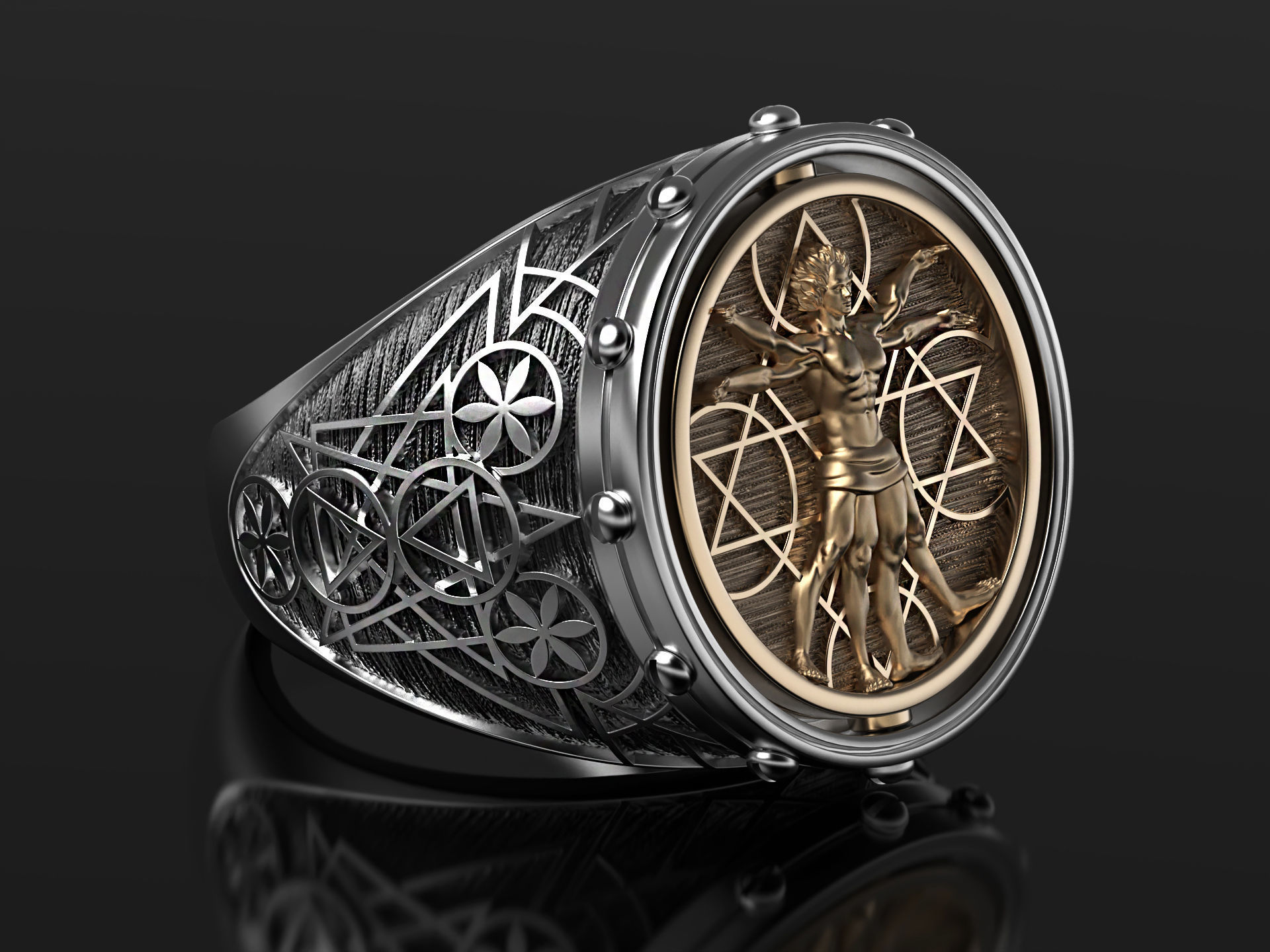 Vitruvian ring 3D print model_11
