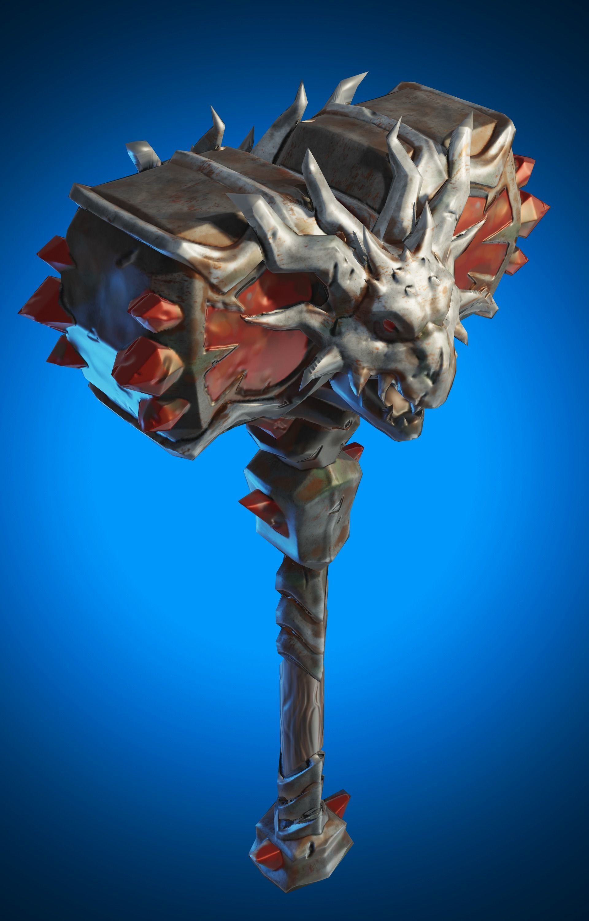 Stylized Hammer Weapon Low Poly Game Ready Low-poly 3D model_5