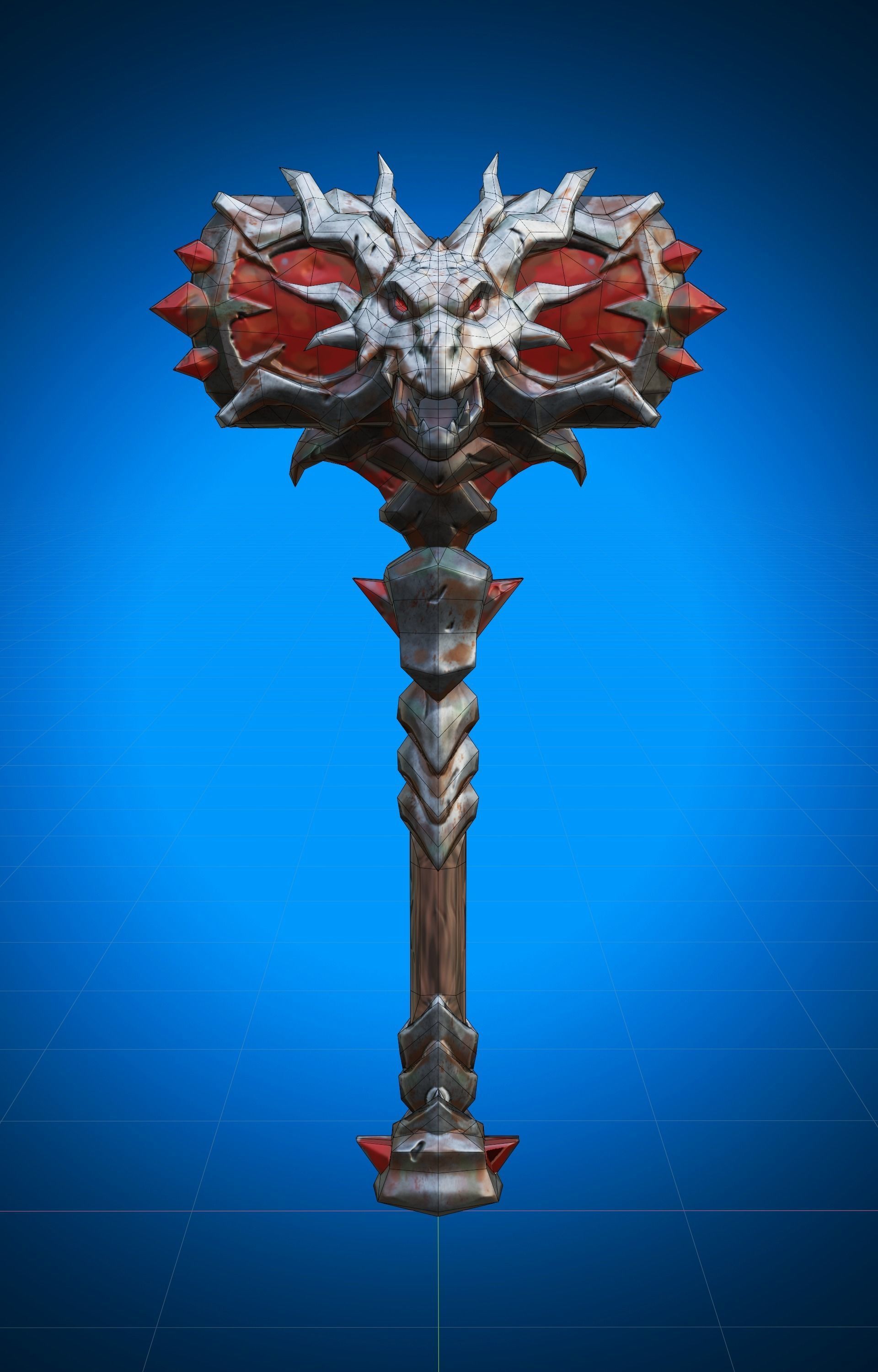 Stylized Hammer Weapon Low Poly Game Ready Low-poly 3D model_1