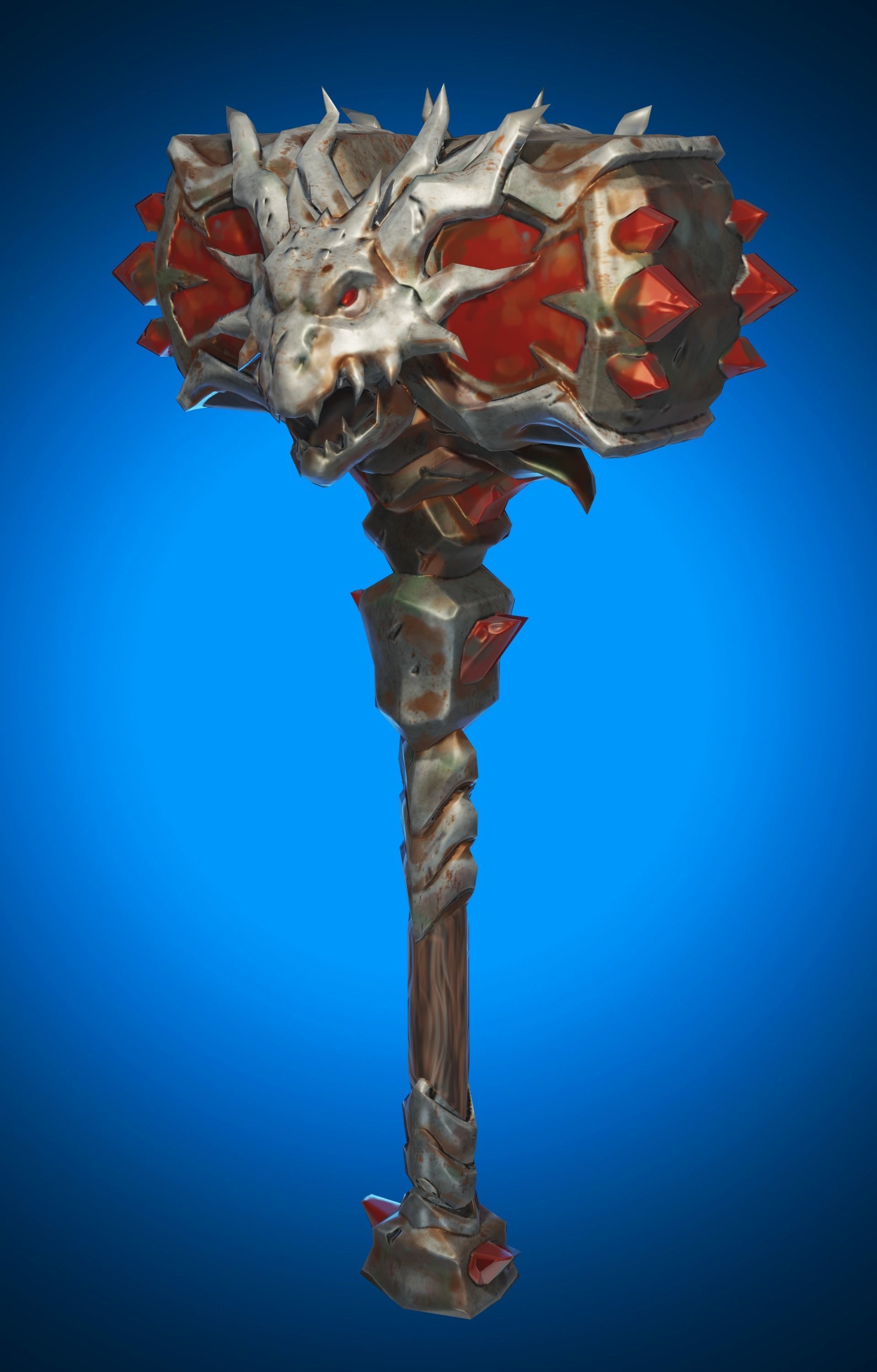 Stylized Hammer Weapon Low Poly Game Ready Low-poly 3D model_2