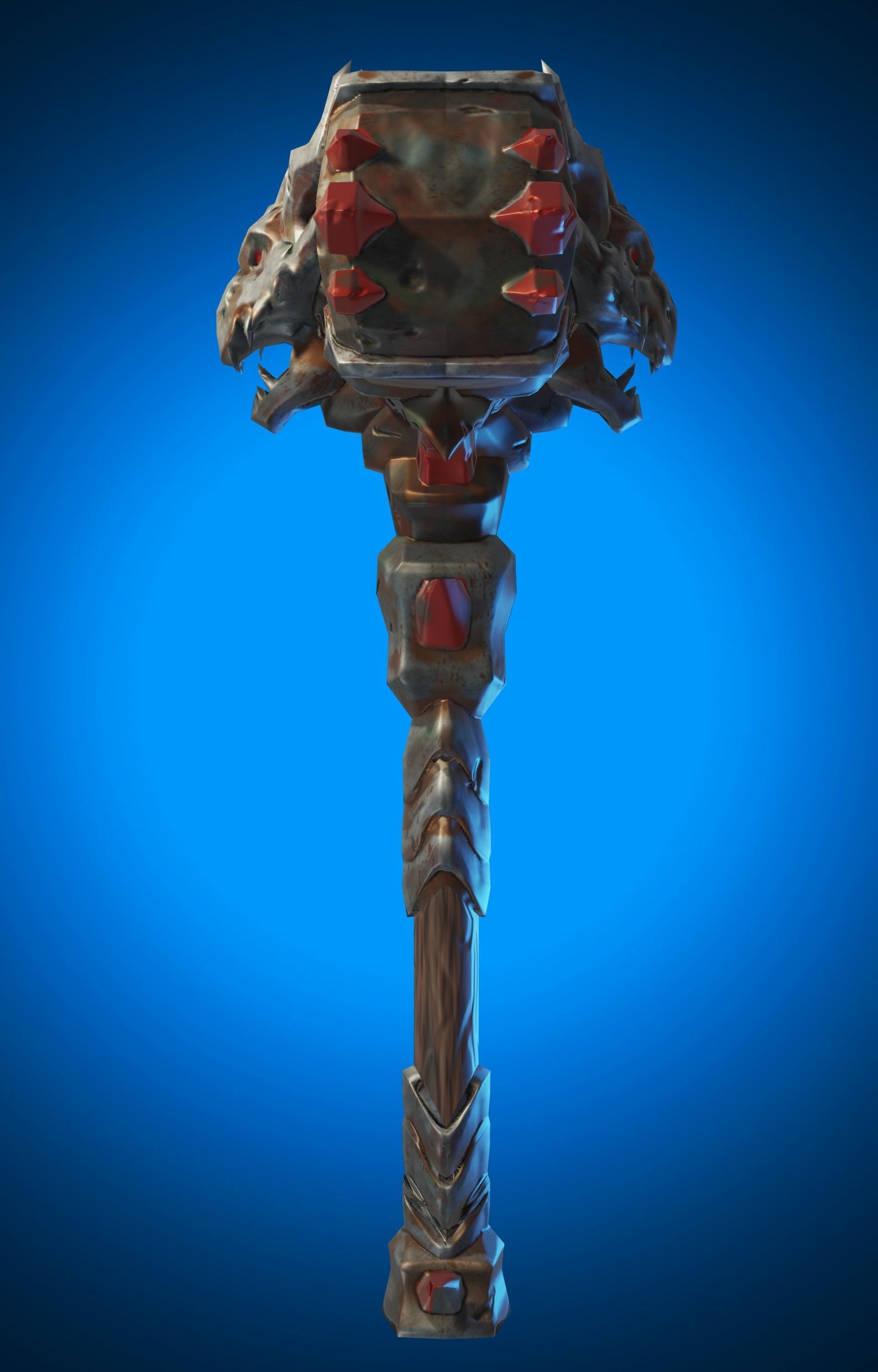 Stylized Hammer Weapon Low Poly Game Ready Low-poly 3D model_3