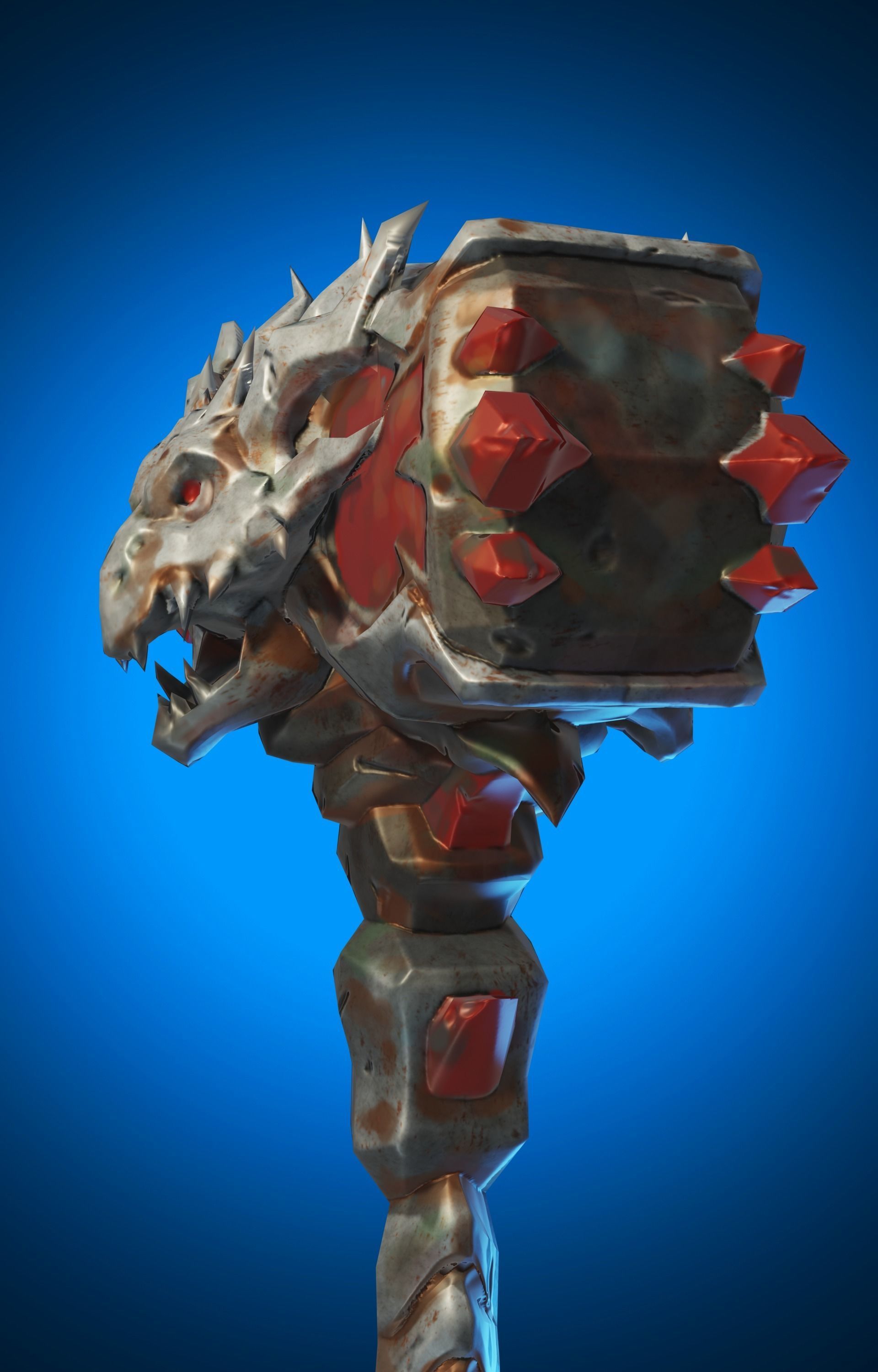 Stylized Hammer Weapon Low Poly Game Ready Low-poly 3D model_6