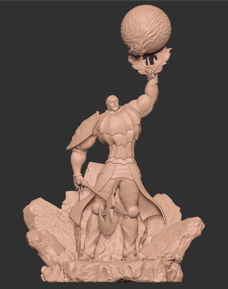 Escanor Statue - Seven deadly sins Anime - Fan art 3D print model_9
