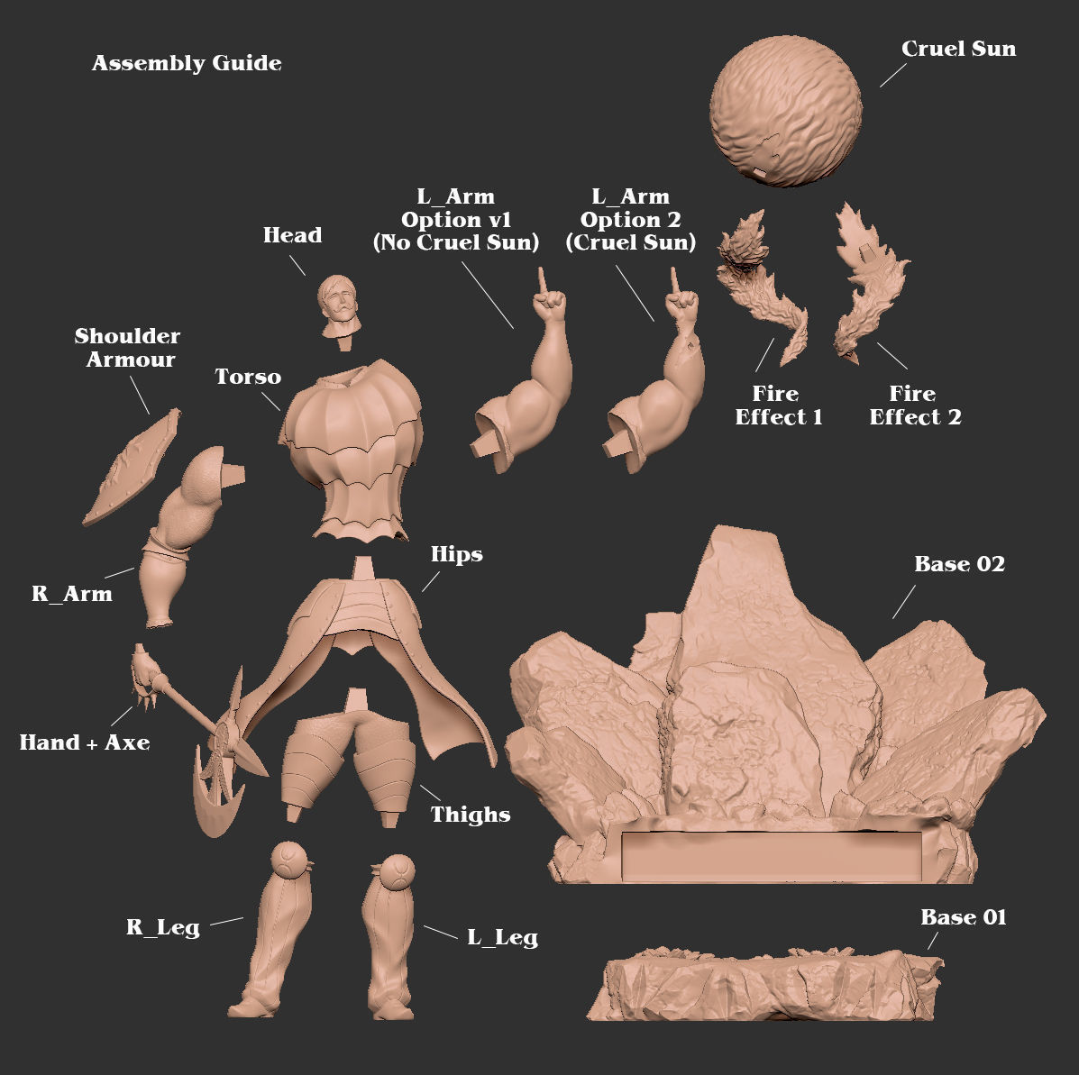 Escanor Statue - Seven deadly sins Anime - Fan art 3D print model_8