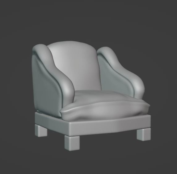 Seat 19th century  Low-poly 3D model_4