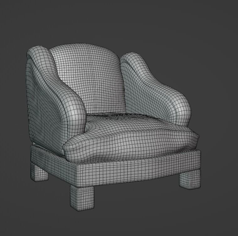 Seat 19th century  Low-poly 3D model_5