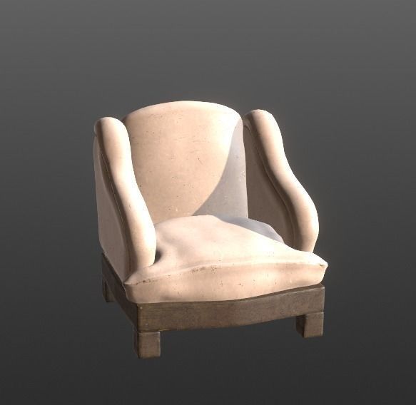 Seat 19th century  Low-poly 3D model_2