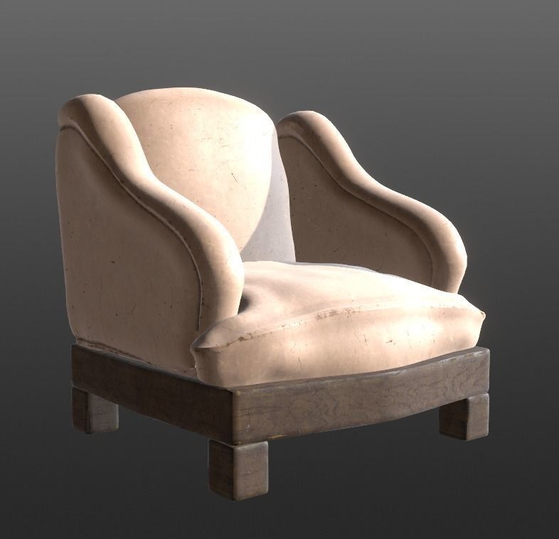 Seat 19th century  Low-poly 3D model_3