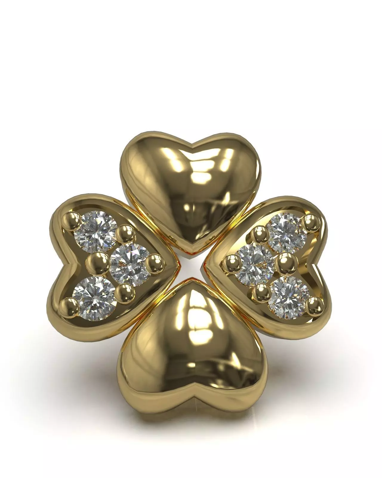 Heart shape stud earrings with gem 3D print model