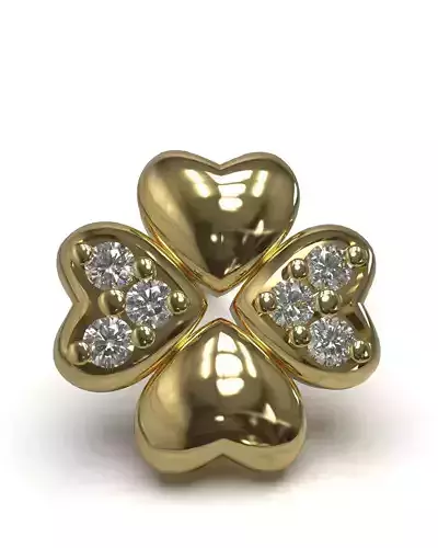 Heart shape stud earrings with gem 3D print model