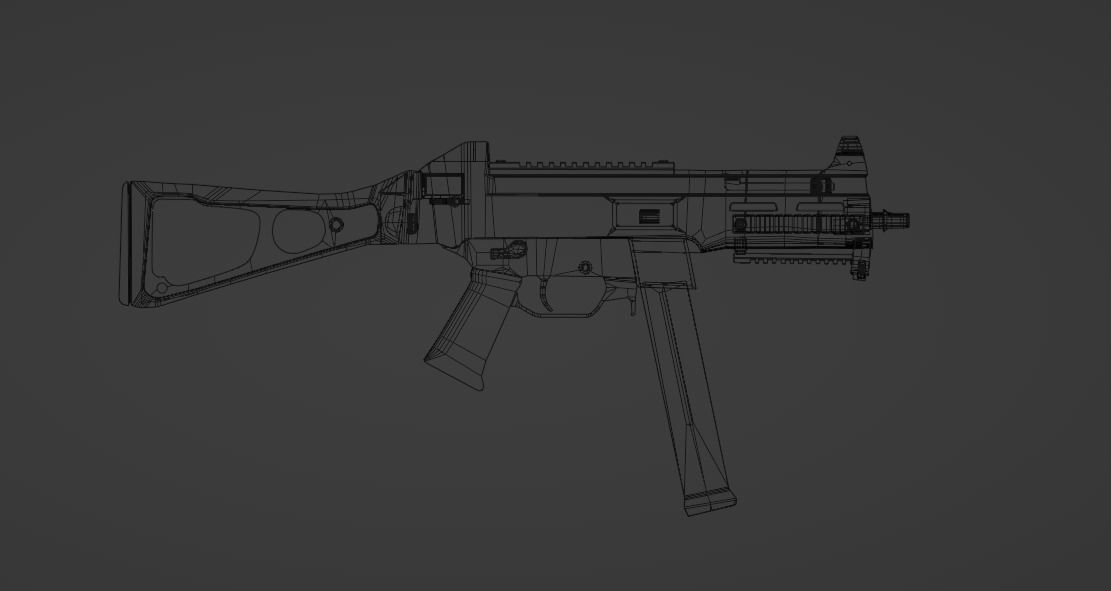 smg45 gun Low-poly 3D model_9