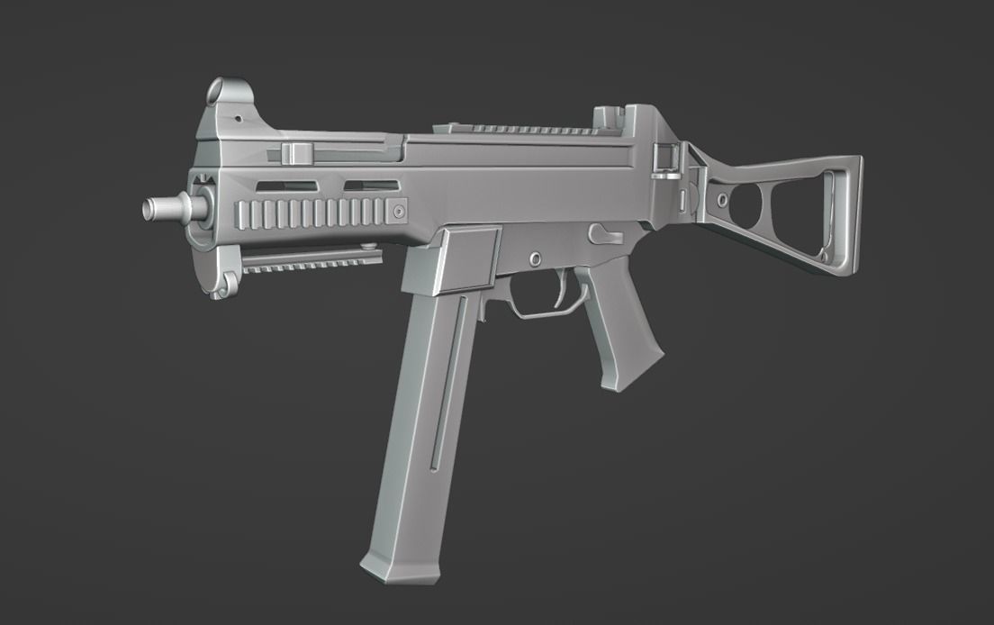 smg45 gun Low-poly 3D model_4