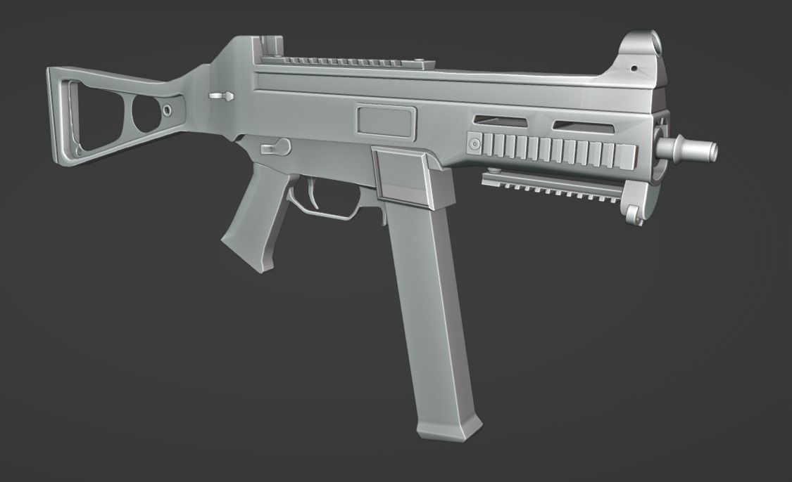 smg45 gun Low-poly 3D model_5