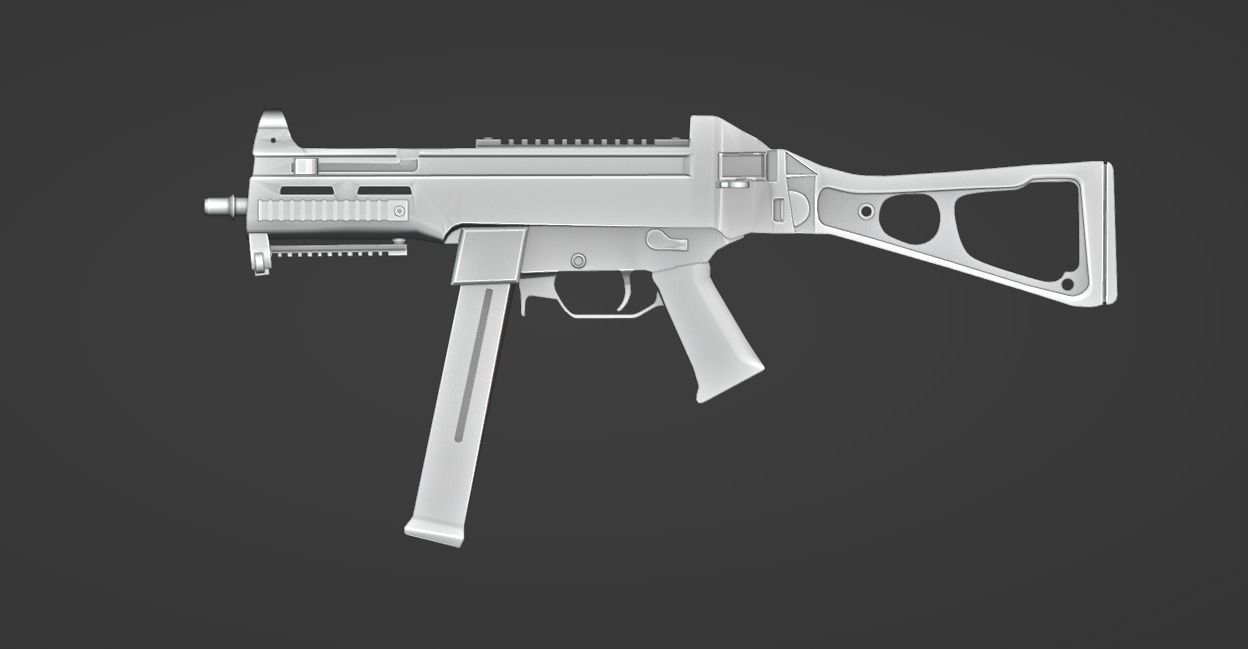 smg45 gun Low-poly 3D model_3