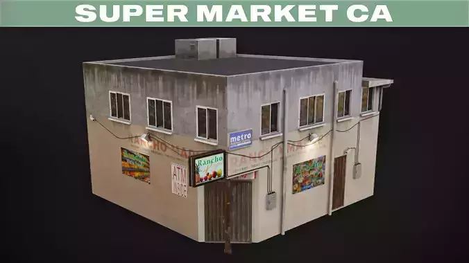Super Market California Hood VR  AR  low-poly 3d model