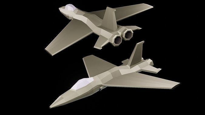 Jet Low Poly 3d Model Two Fighter Jets Free VR AR Low poly 3D Model 