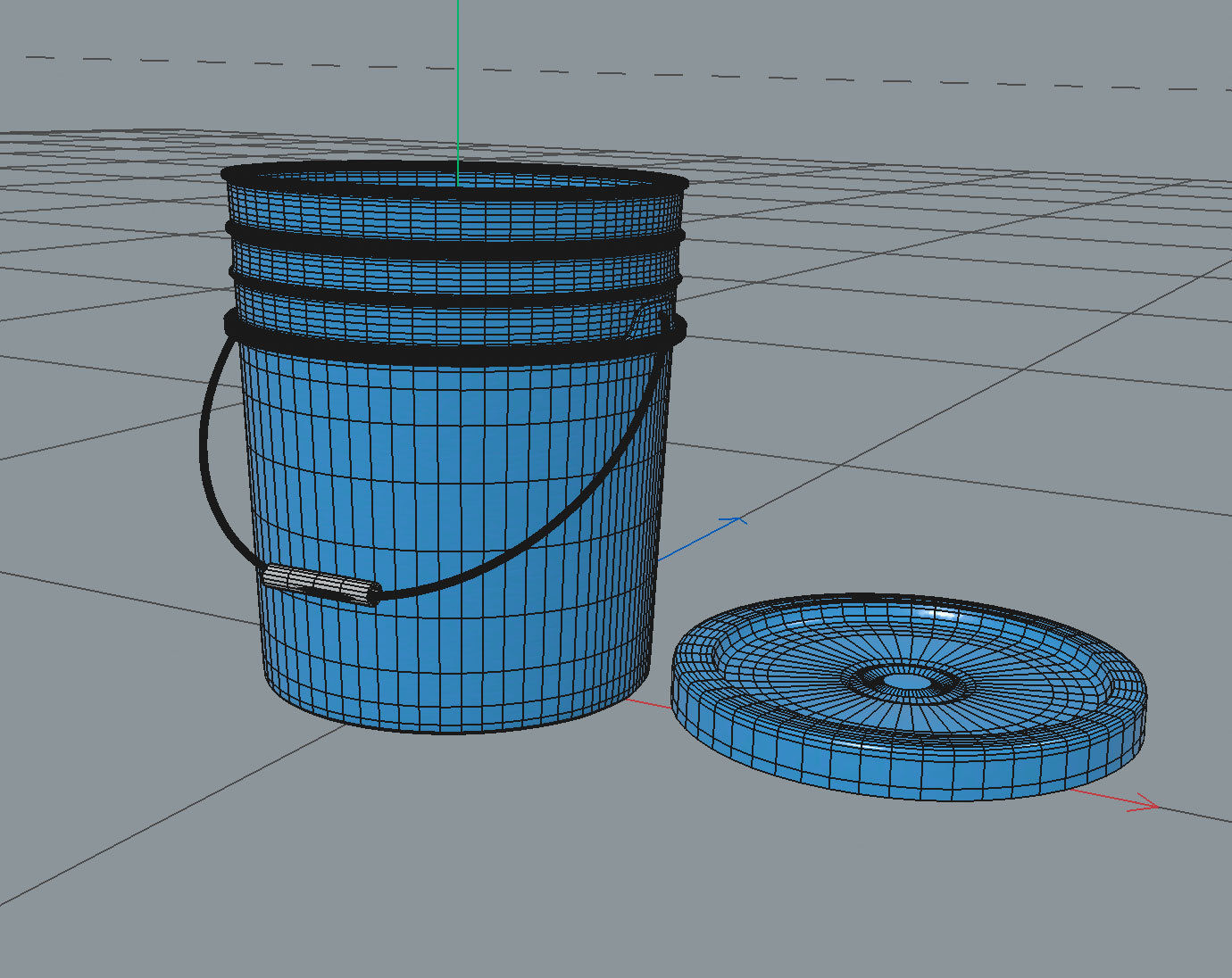 Bucket 3D Model and lid 3D model_1